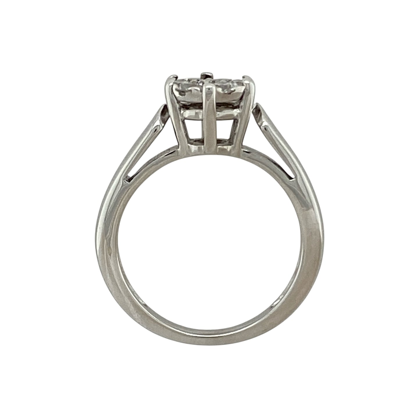 18ct White Gold & Diamond Illusion Set Solitaire Flower Cluster Ring