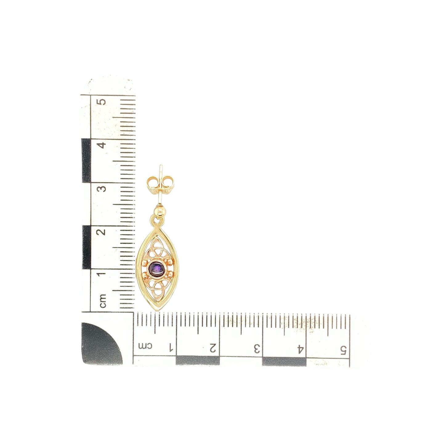 9ct Gold & Amethyst Clogau Celtic Knot Drop Earrings