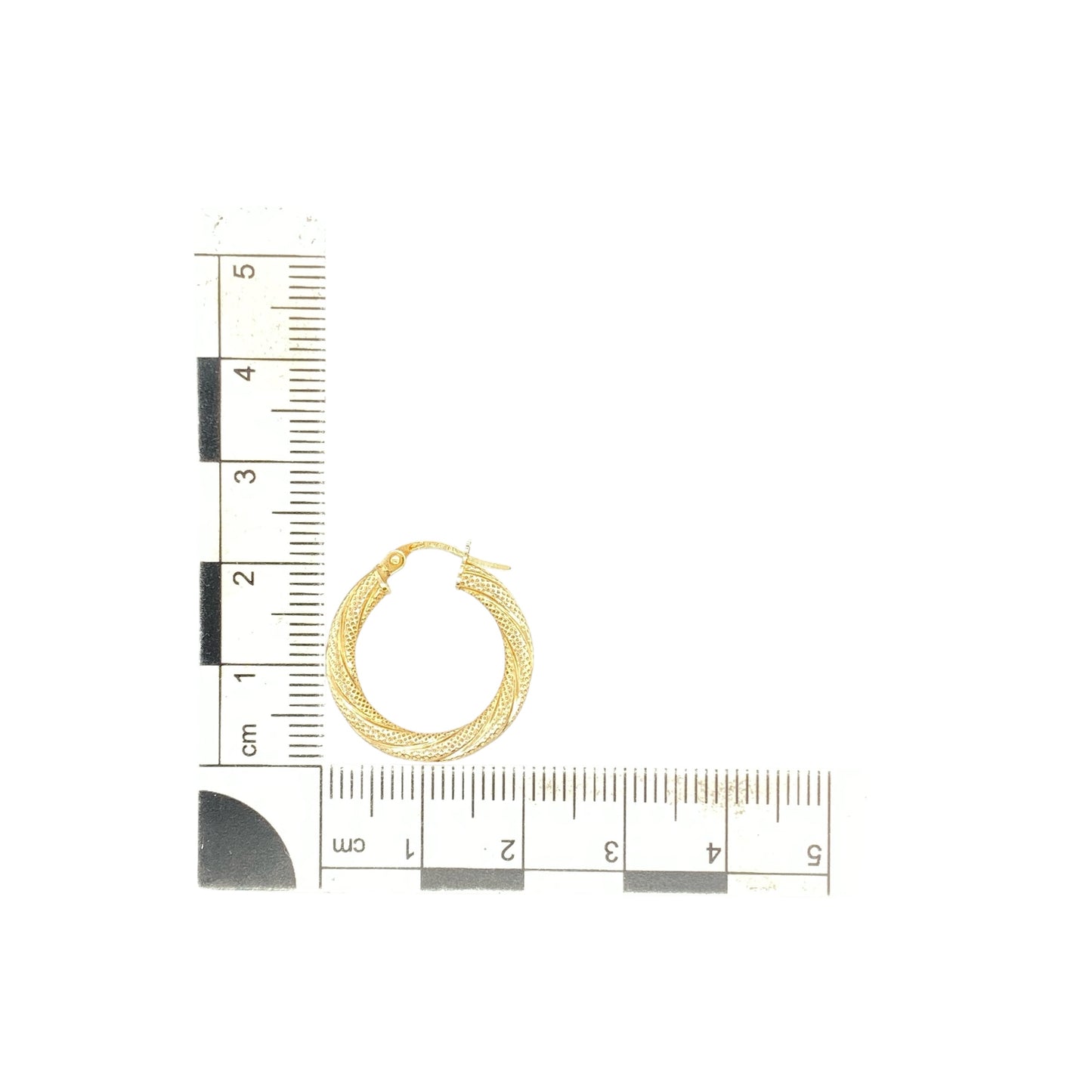 9ct Gold Textured Twisted Hoop Creole Earrings