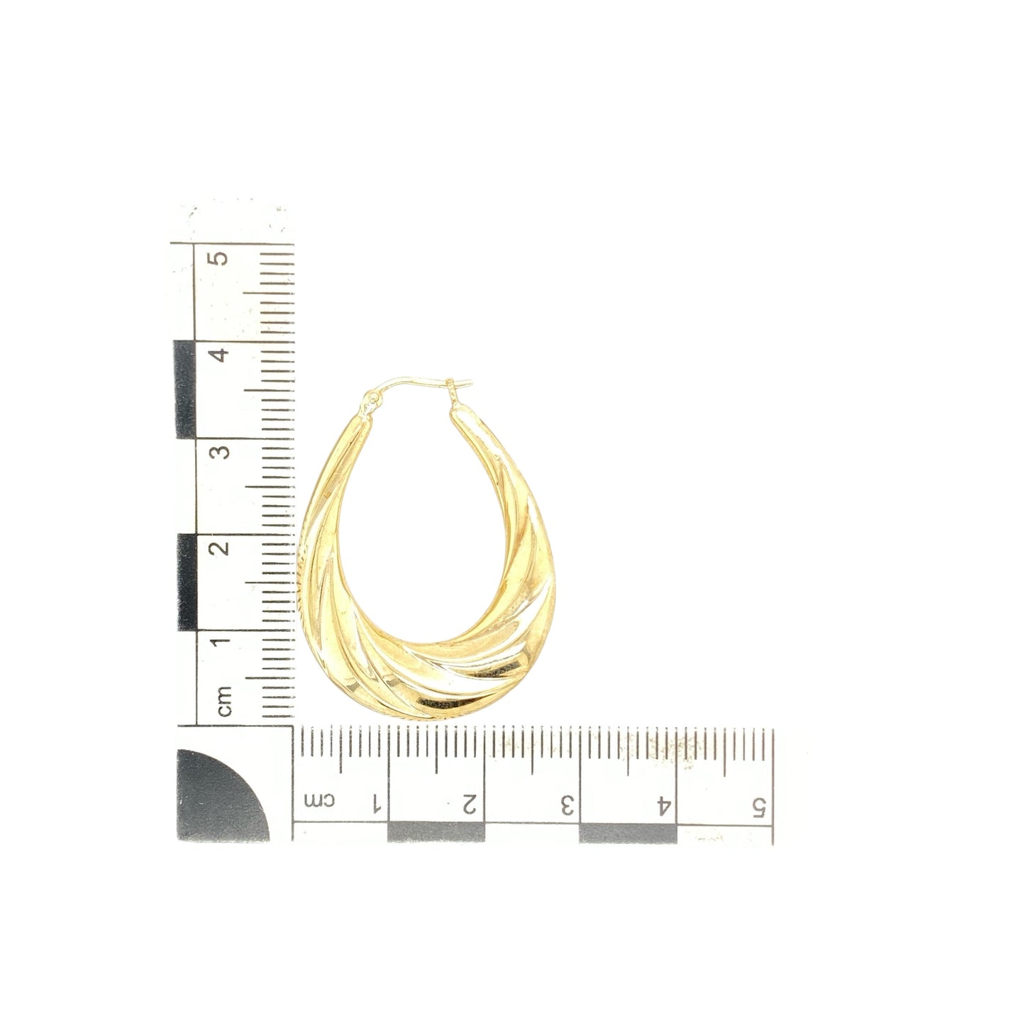 9ct Gold Twisted Oval Creole Earrings