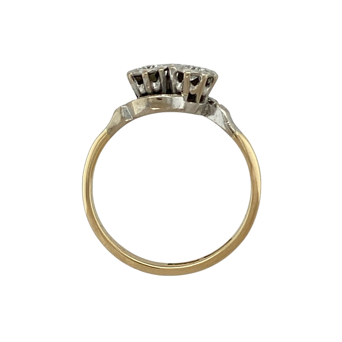 18ct Gold & Platinum Double Diamond Twist Ring