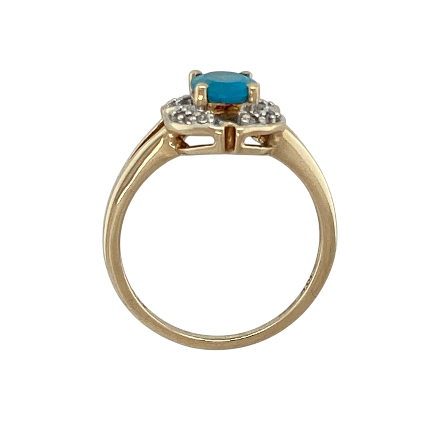 9ct Gold Blue Stone & Cubic Zirconia Ring