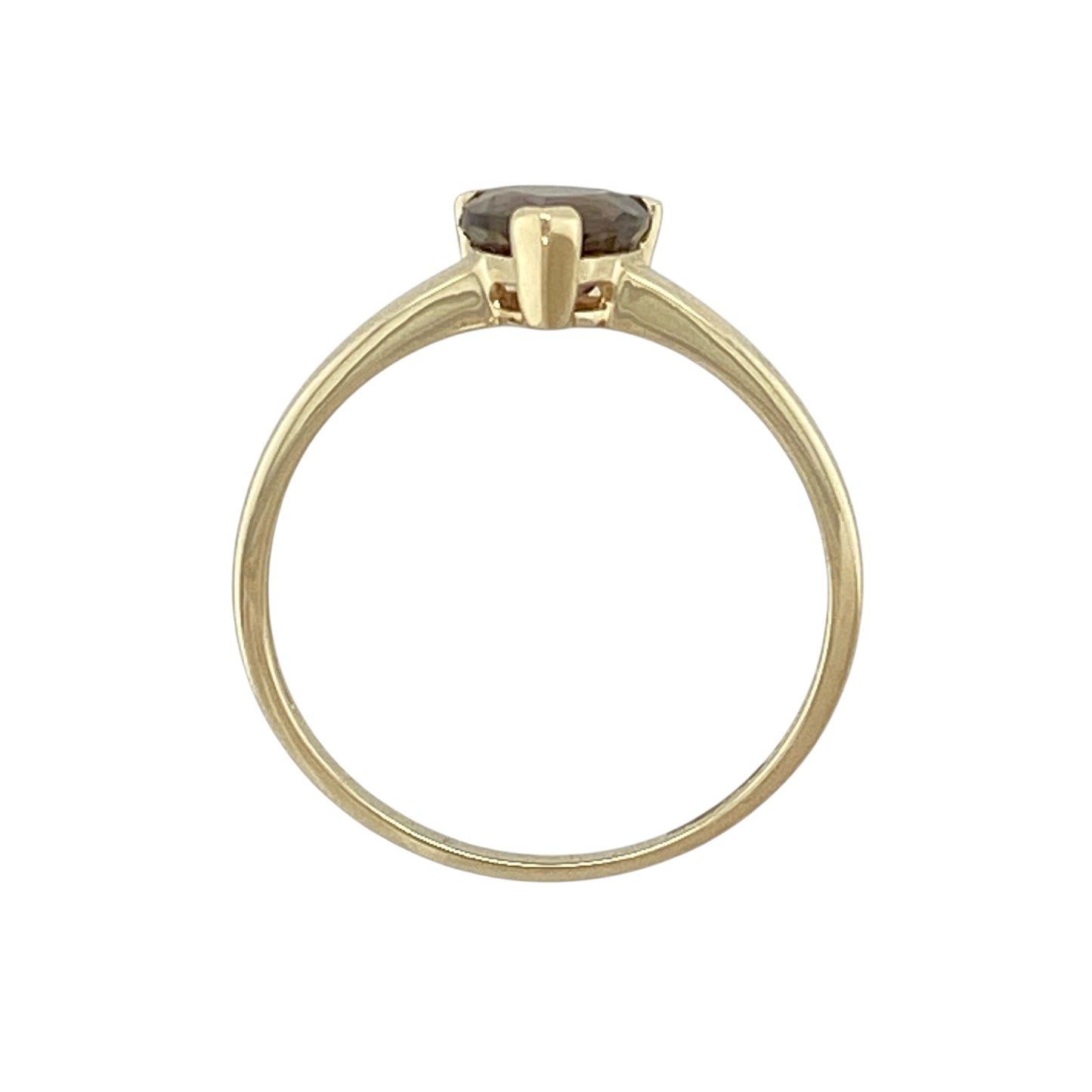 9ct Gold & Smoky Quartz Teardrop Solitaire Ring