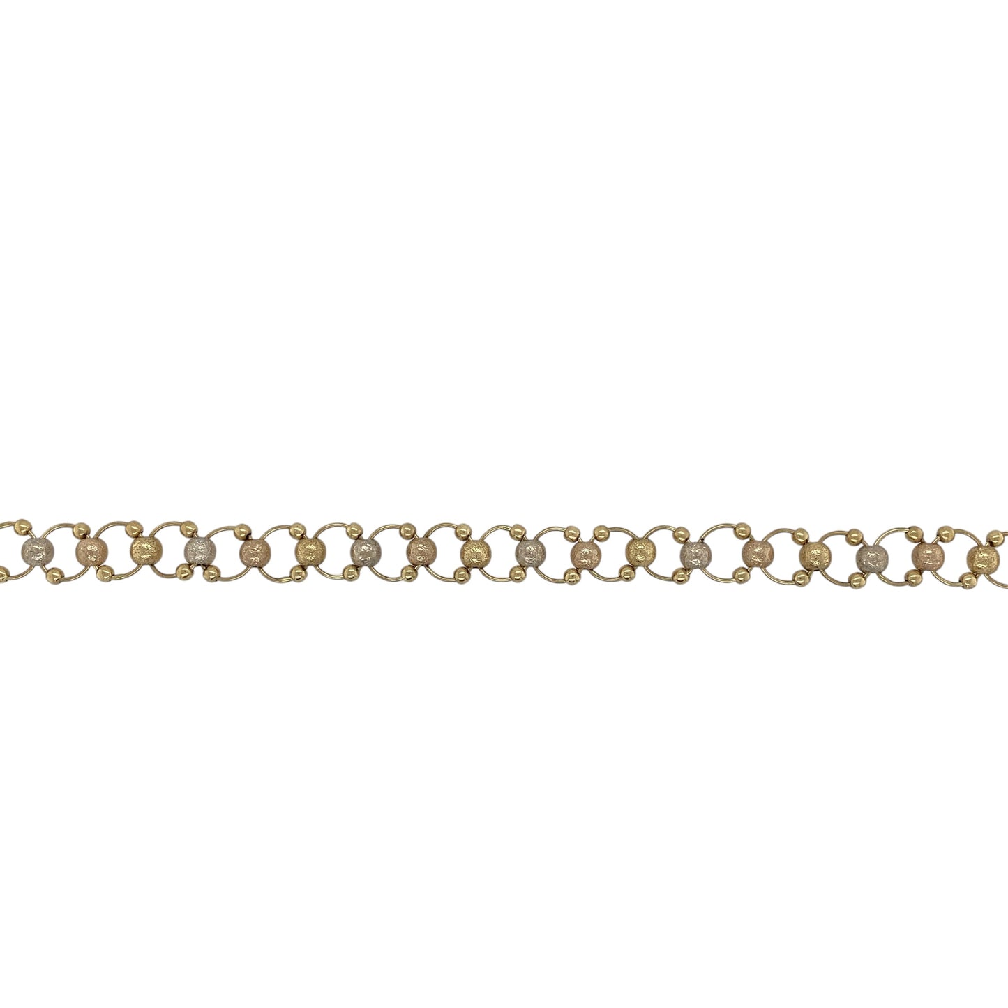 9ct Gold 7" Sparkle Ball Round Link Bracelet