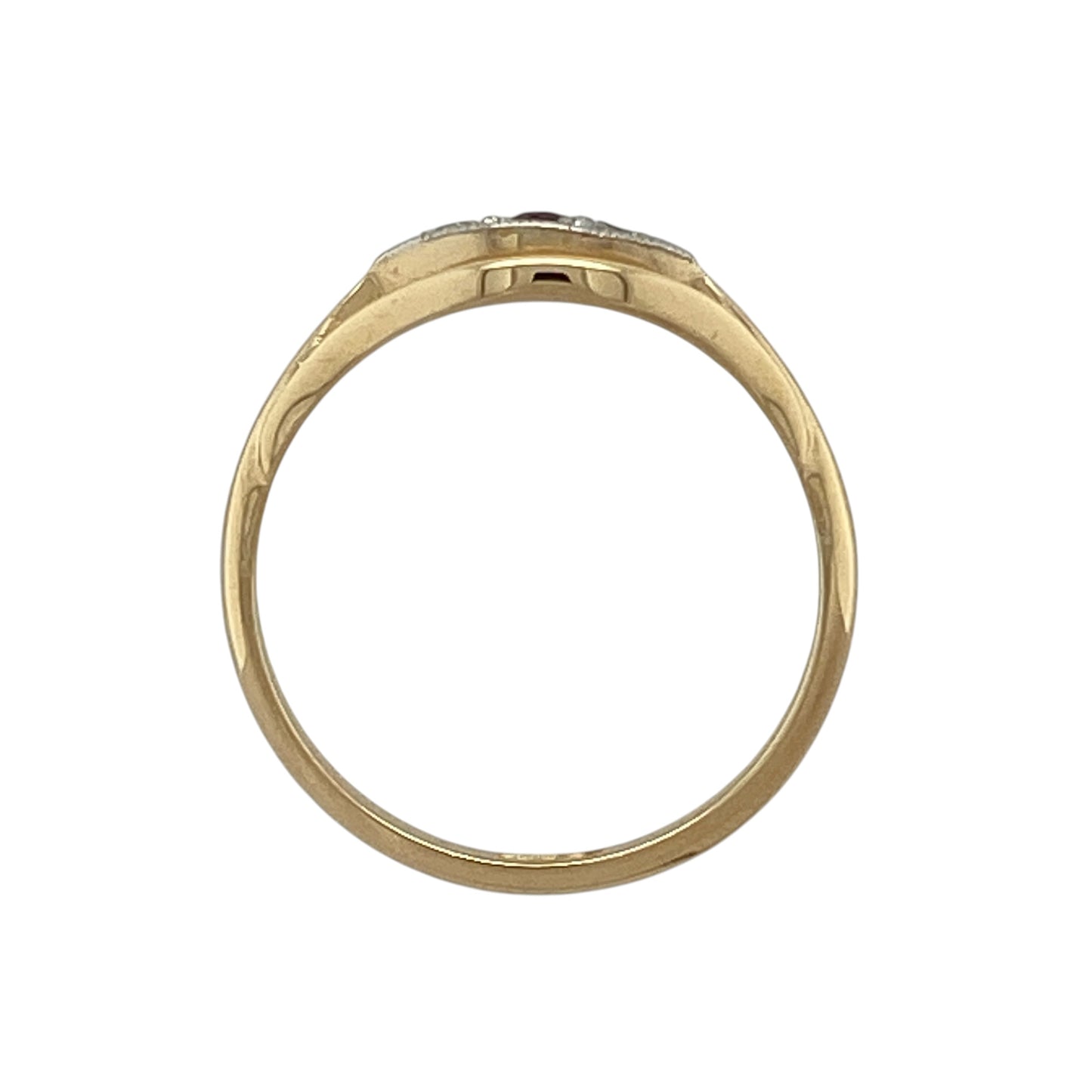 18ct Gold Diamond & Ruby Trilogy Vintage Style Ring