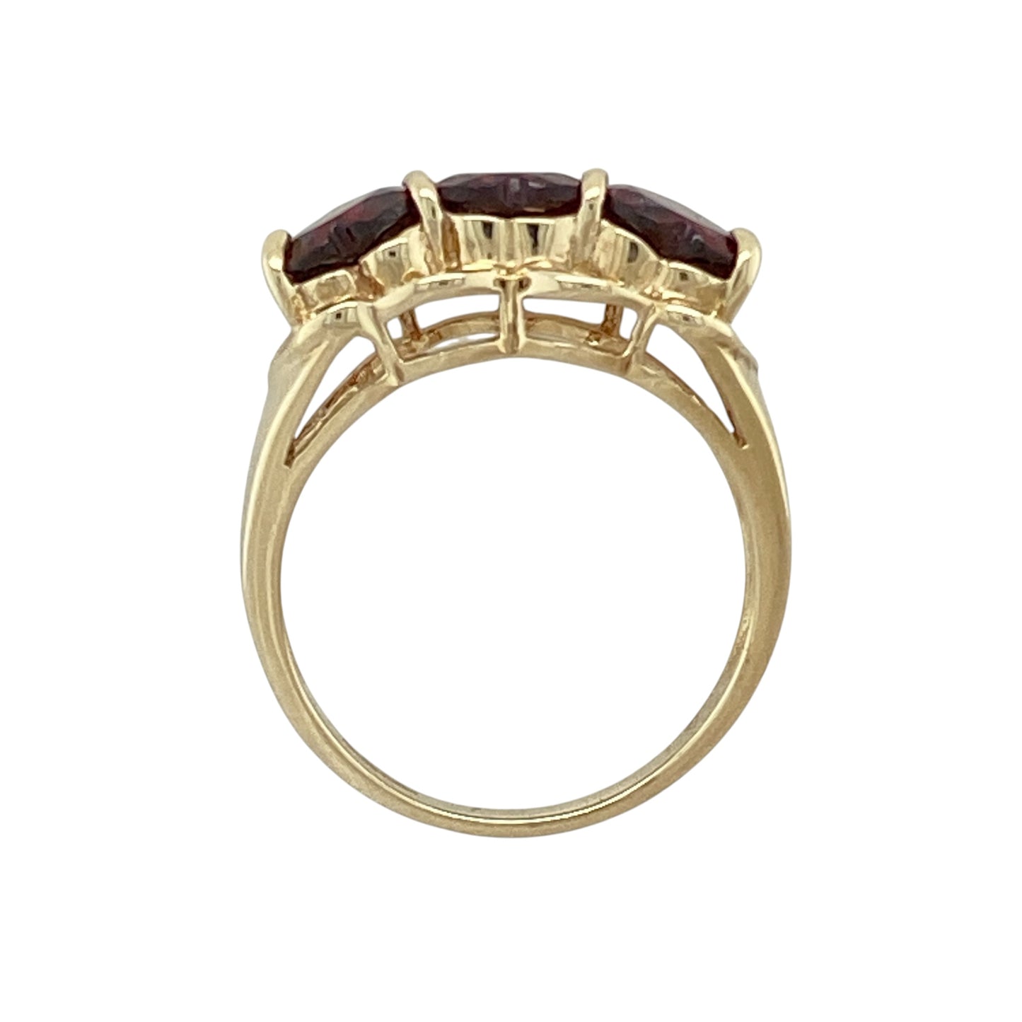 9ct Gold Diamond & Garnet Heart Band Ring