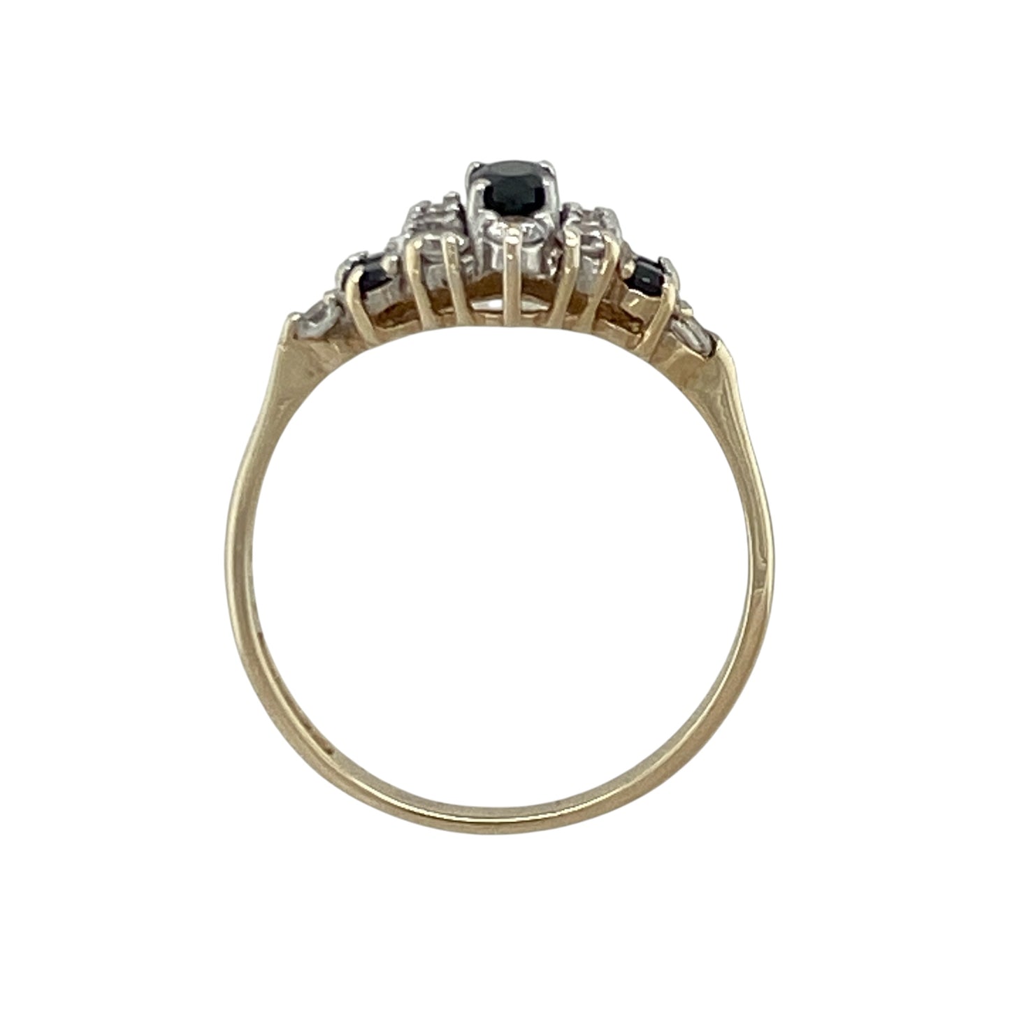 9ct Gold Sapphire & Cubic Zirconia Cluster Ring