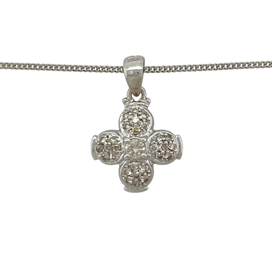 Add timeless sparkle and feminine elegance to your jewellery collection with this pre-owned 18ct white gold diamond flower pendant necklace, featuring a beautiful floral-inspired design with luxurious everyday appeal—perfect for special occasions, gifting, or sophisticated daily wear.
Design: The necklace features an elegant flower-shaped diamond pendant measuring approximately 2cm in length including the bail, creating a graceful and eye-catching focal point.