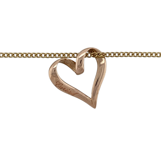 Add a touch of romance and Welsh heritage to your jewellery collection with this pre-owned 9ct rose gold Clogau Cariad Open Heart pendant necklace, featuring an elegant symbolic design with timeless everyday appeal—perfect for gifting, anniversaries, or meaningful everyday wear.
Design: The necklace features Clogau's beautiful Cariad Open Heart pendant, measuring approximately 1.6cm in length. The graceful open heart design creates a delicate and elegant appearance, symbolising love and affection.