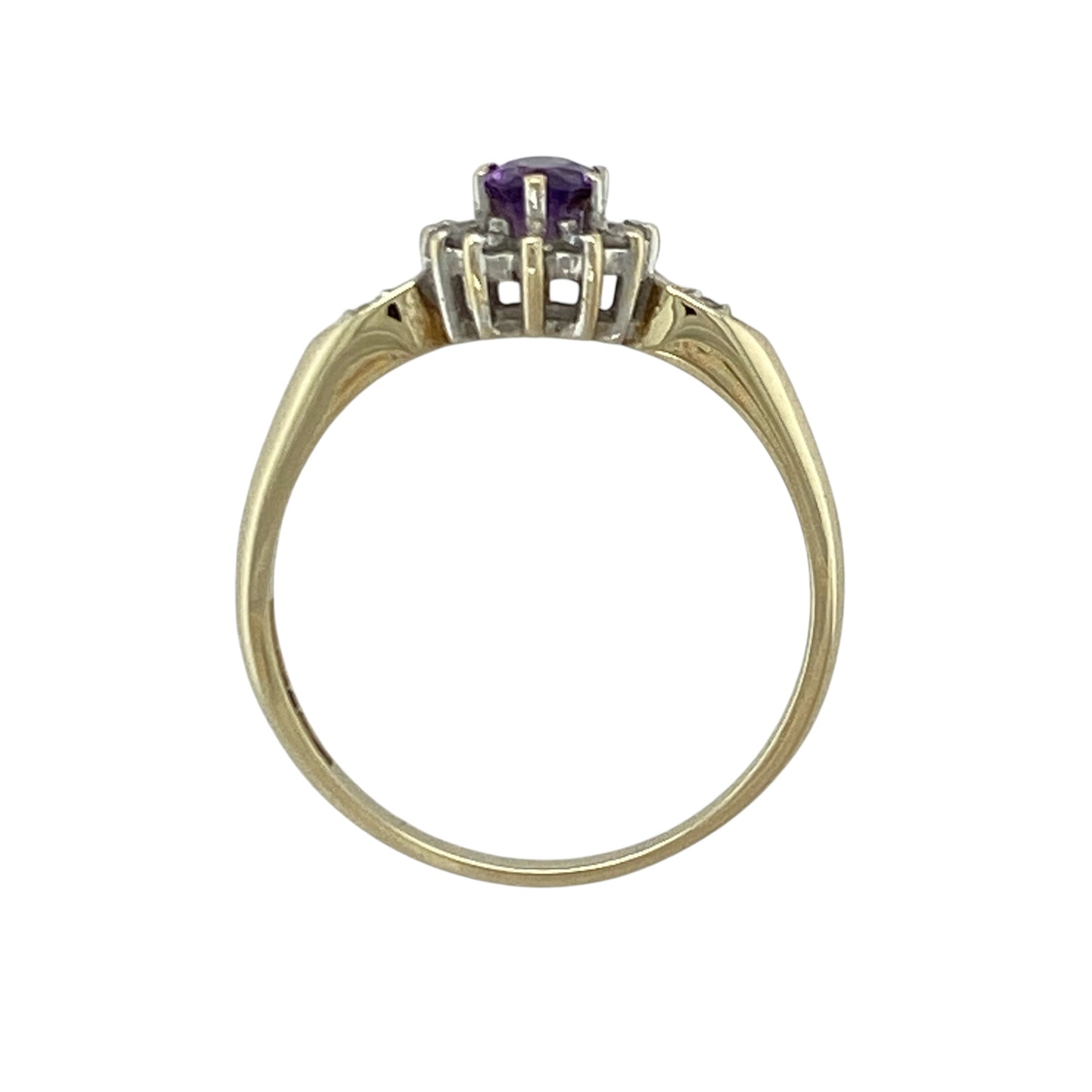 9ct Gold Diamond & Amethyst Cluster Ring