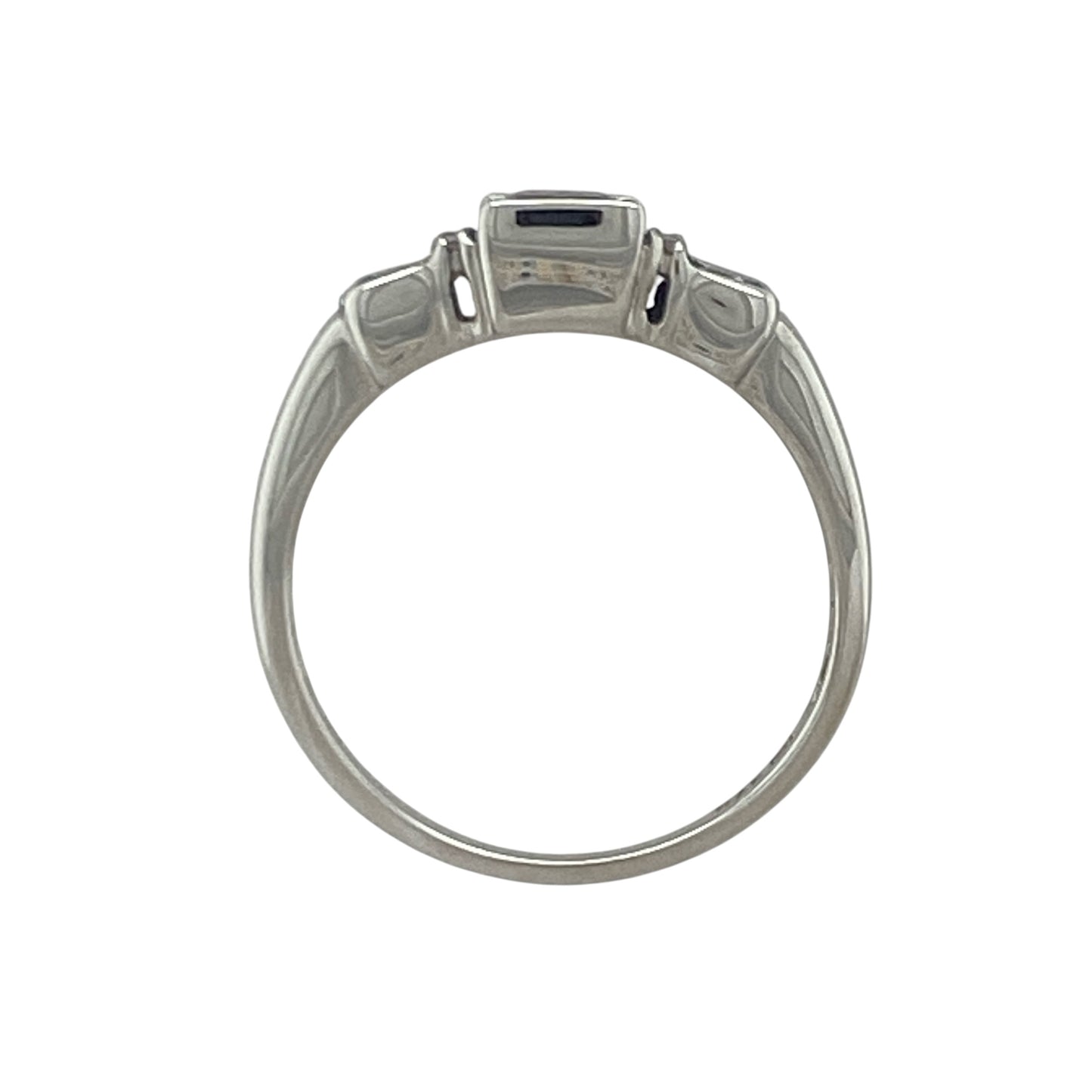 9ct White Gold Diamond & Blue Topaz Trilogy Ring