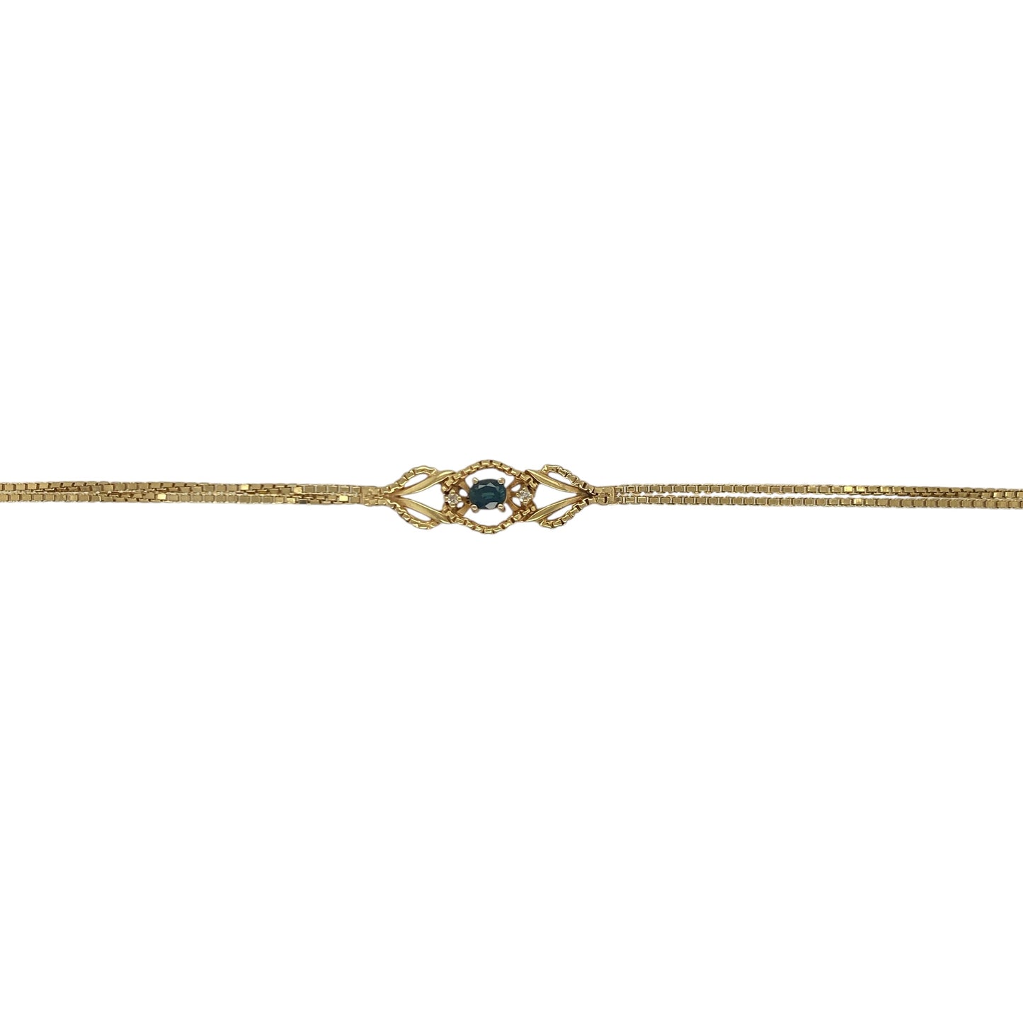 9ct Gold Diamond & Sapphire 7.5" Bracelet