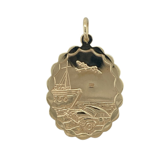 Add meaningful symbolism and timeless style to your jewellery collection with this pre-owned 9ct yellow gold large oval double-sided St Christopher pendant, featuring a substantial design with traditional protective significance—perfect for gifting, travel enthusiasts, or everyday wear.
Design: The pendant features a large oval St Christopher design to the front, beautifully detailed and traditionally worn as a symbol of protection for travellers.