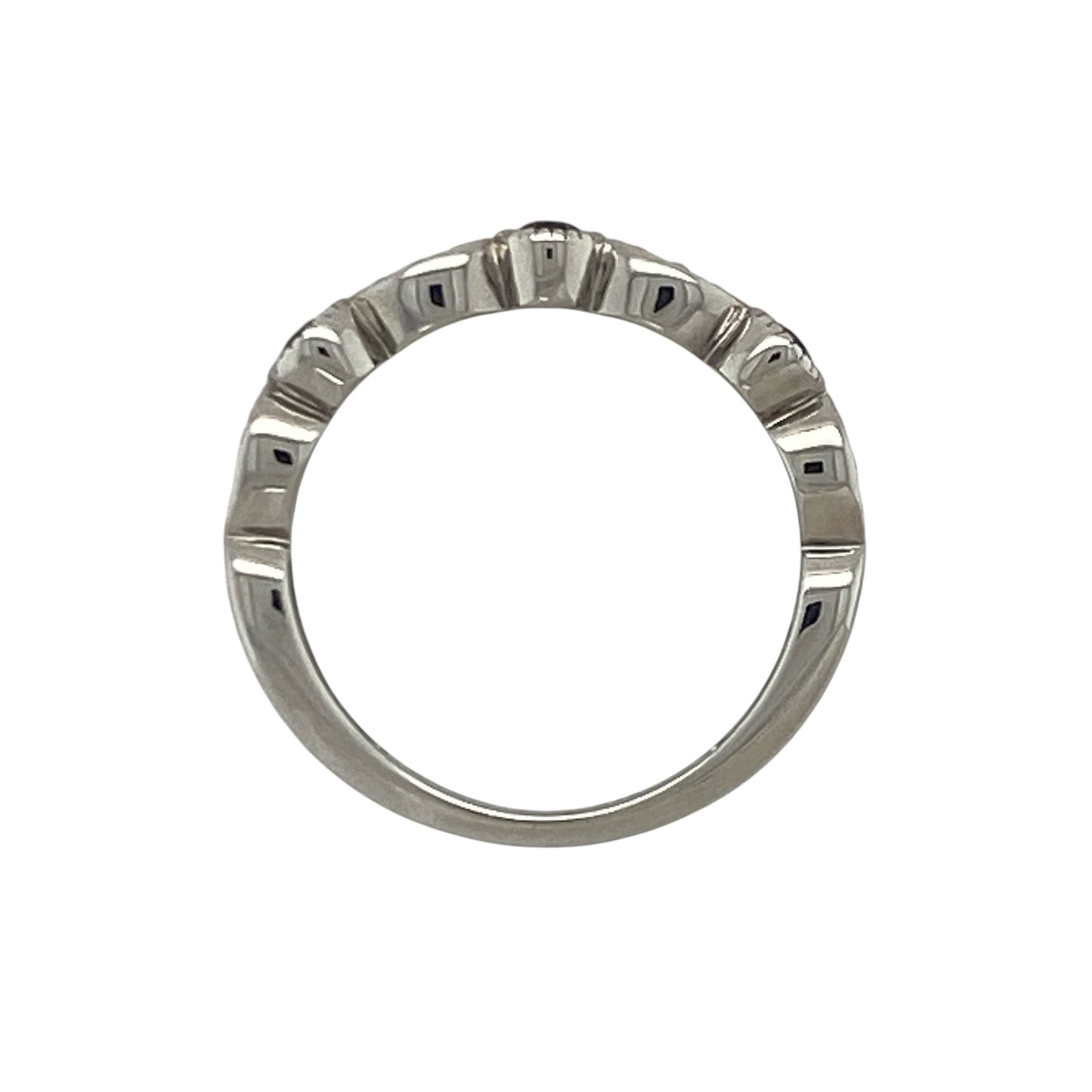 9ct White Gold Diamond & Sapphire Band Ring