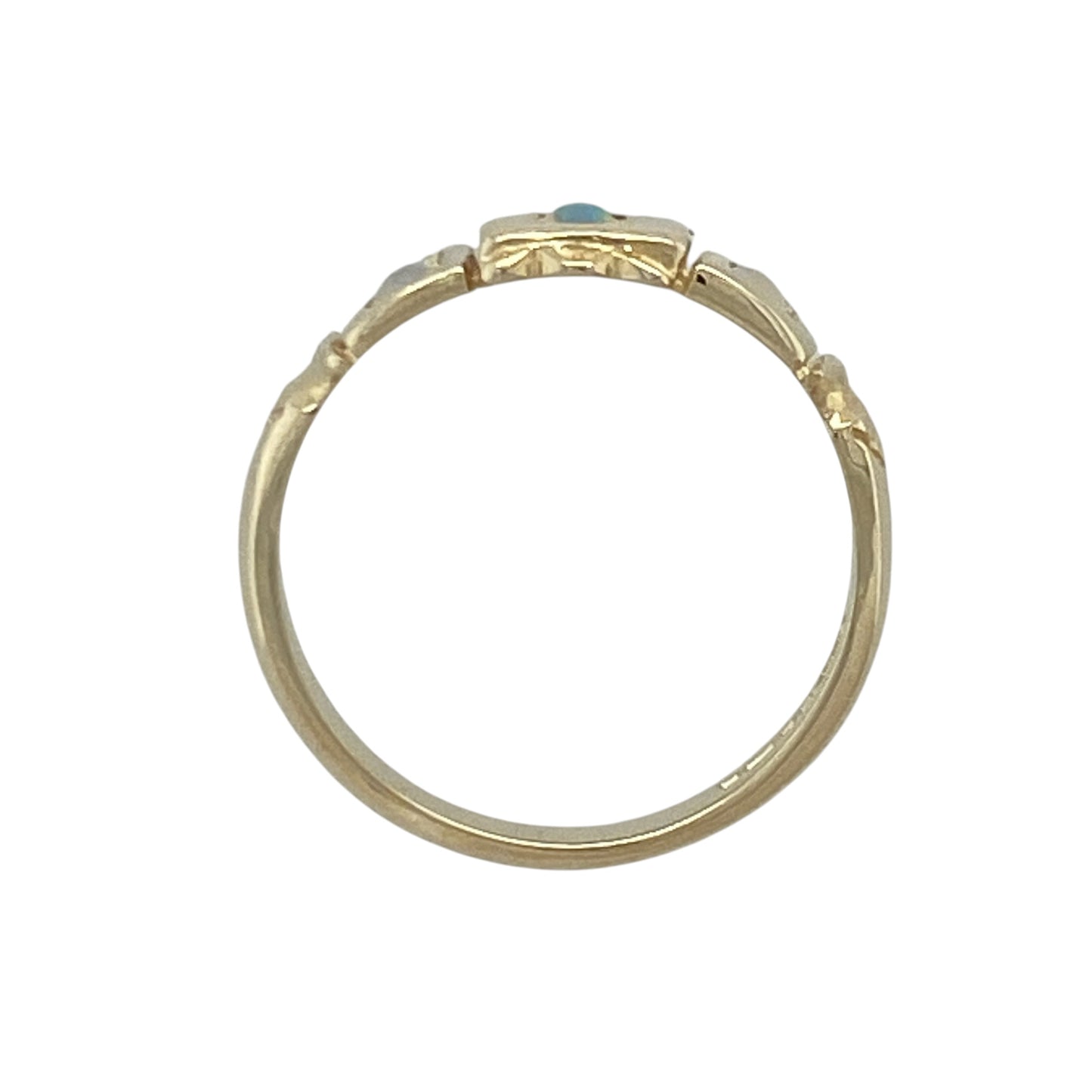 9ct Gold & Opalique Trilogy Vintage Style Ring