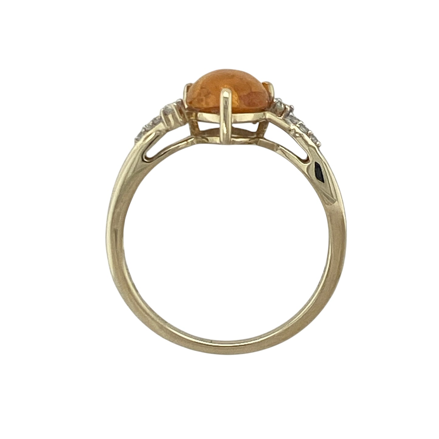 9ct Gold Amber Coloured Stone & Cubic Zirconia Ring