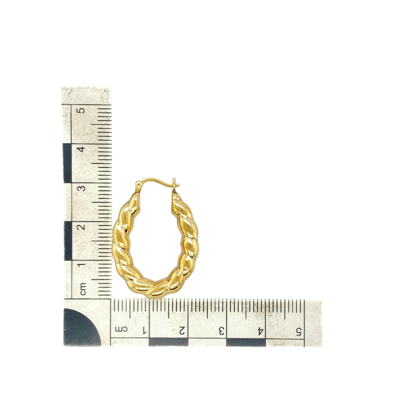 9ct Gold Twisted Oval Creole Earrings