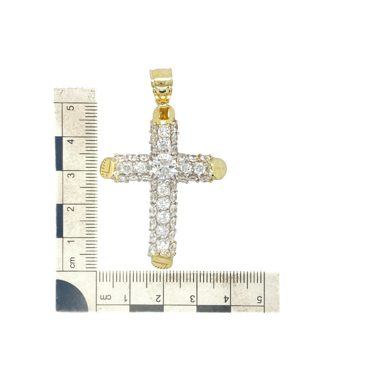 9ct Gold & Cubic Zirconia Large Cross Pendant