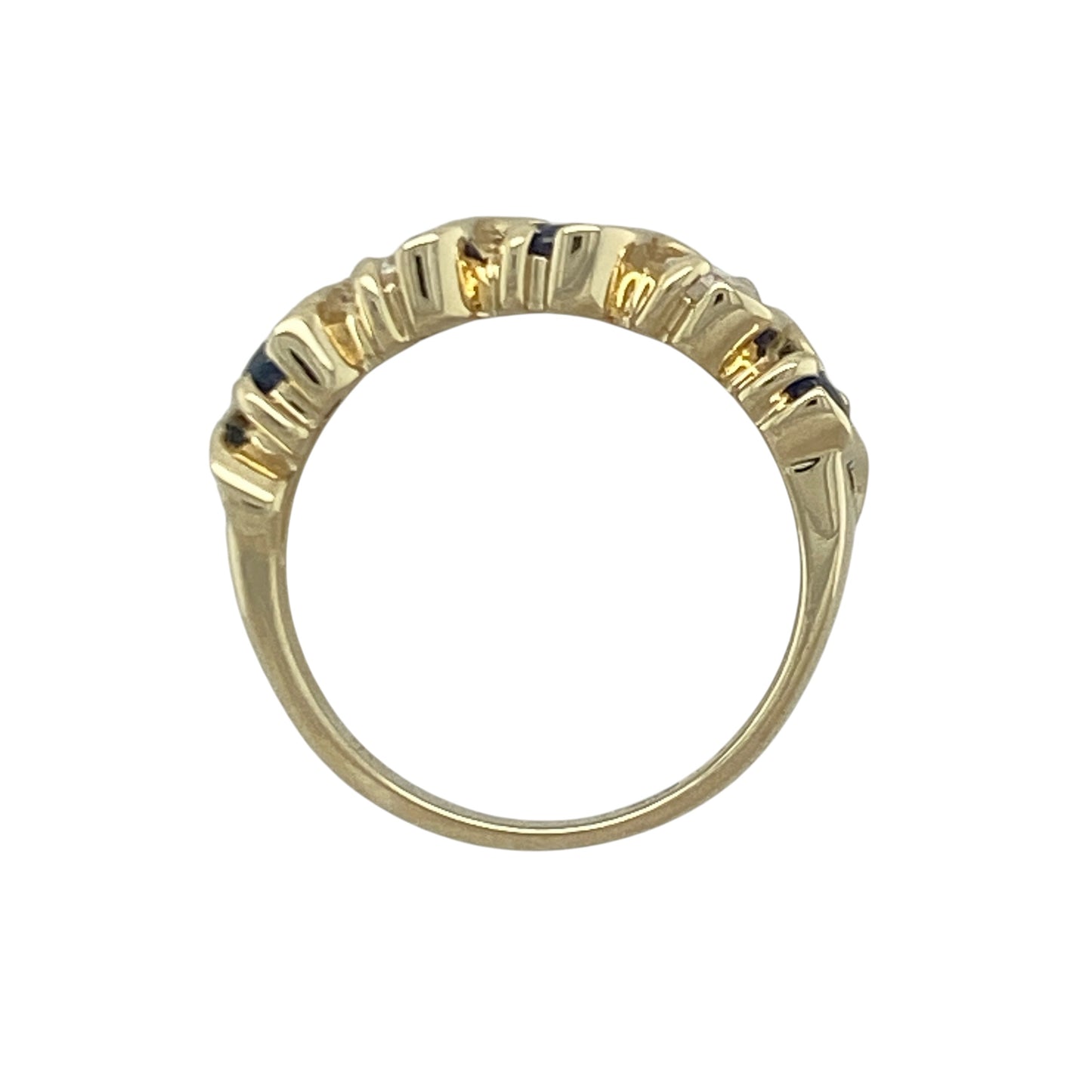 14ct Gold Diamond & Sapphire Band Ring