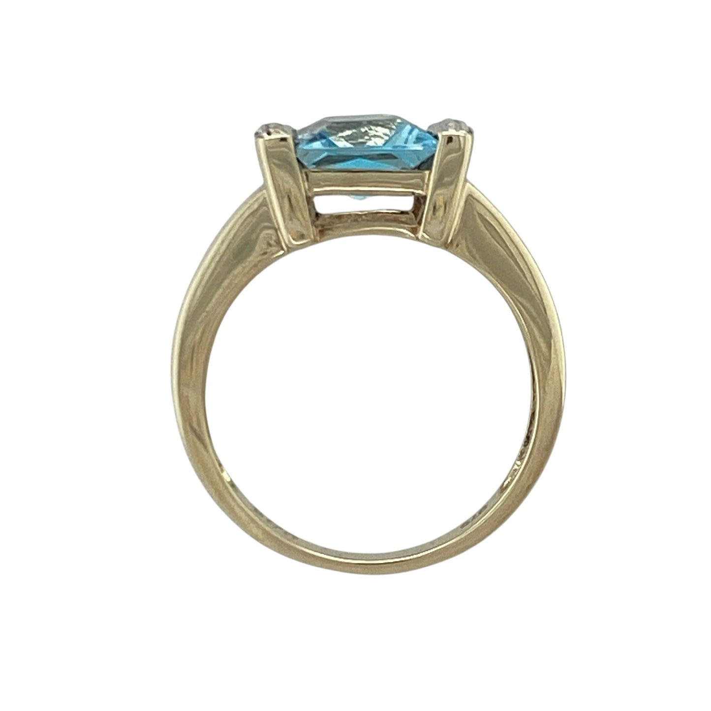 9ct Gold Diamond & Blue Topaz Ring