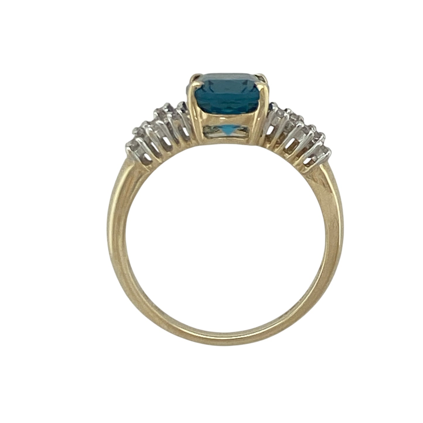 9ct Gold Diamond & Blue Topaz Ring