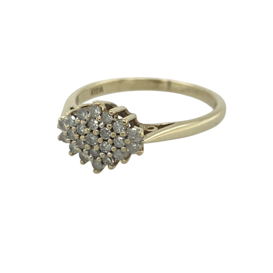 Add timeless sparkle and elegant sophistication to your jewellery collection with this pre-owned 9ct yellow gold diamond cluster ring, featuring a classic multi-stone design with beautiful everyday appeal—perfect for special occasions, gifting, or refined daily wear.
Design: The ring showcases a sparkling diamond cluster measuring approximately 8mm high at the front, creating an eye-catching focal point with impressive brilliance and timeless style.