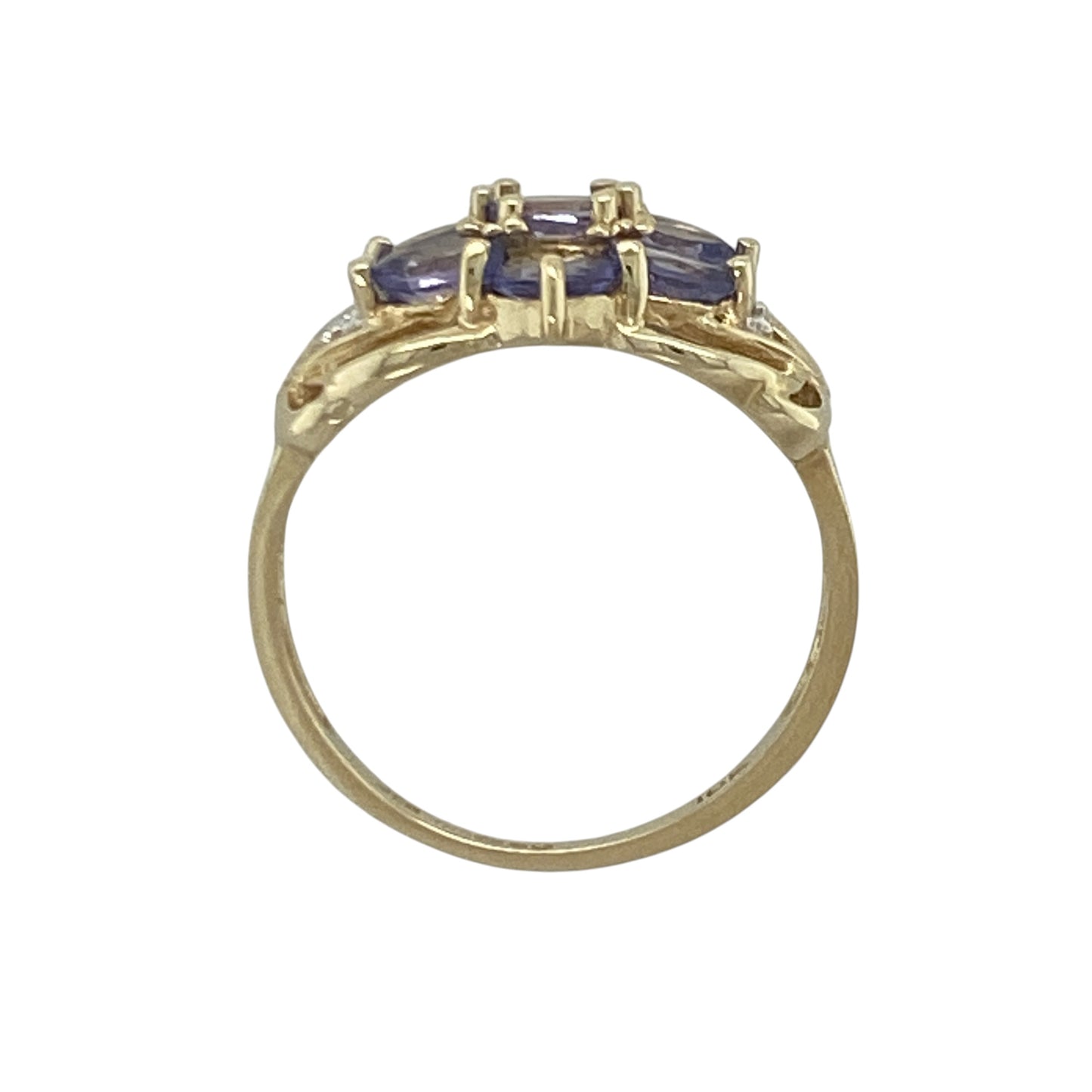 9ct Gold Diamond & Tanzanite Cluster Ring