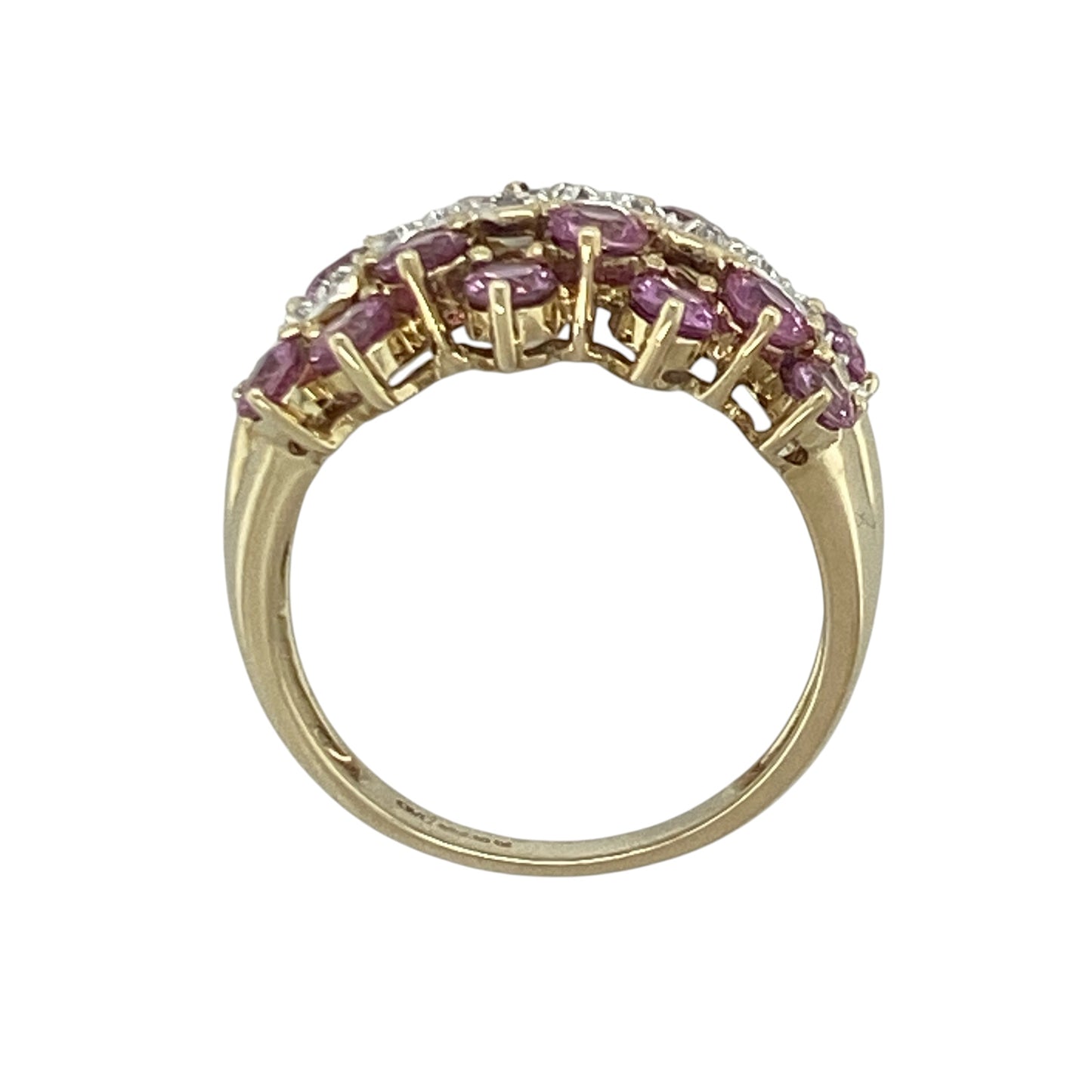 9ct Gold Diamond & Pink Sapphire Cluster Ring