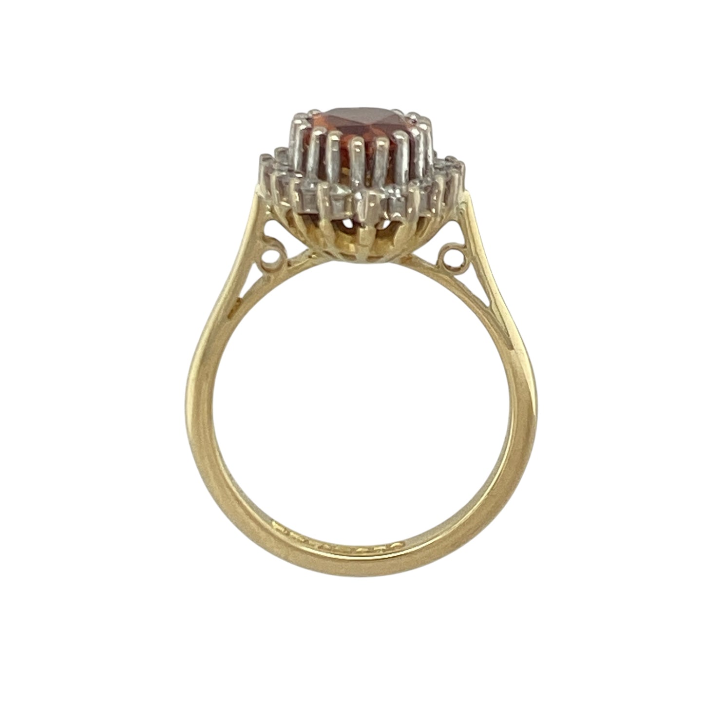 18ct Gold Diamond & Orange Tourmaline Teardrop Cluster Ring