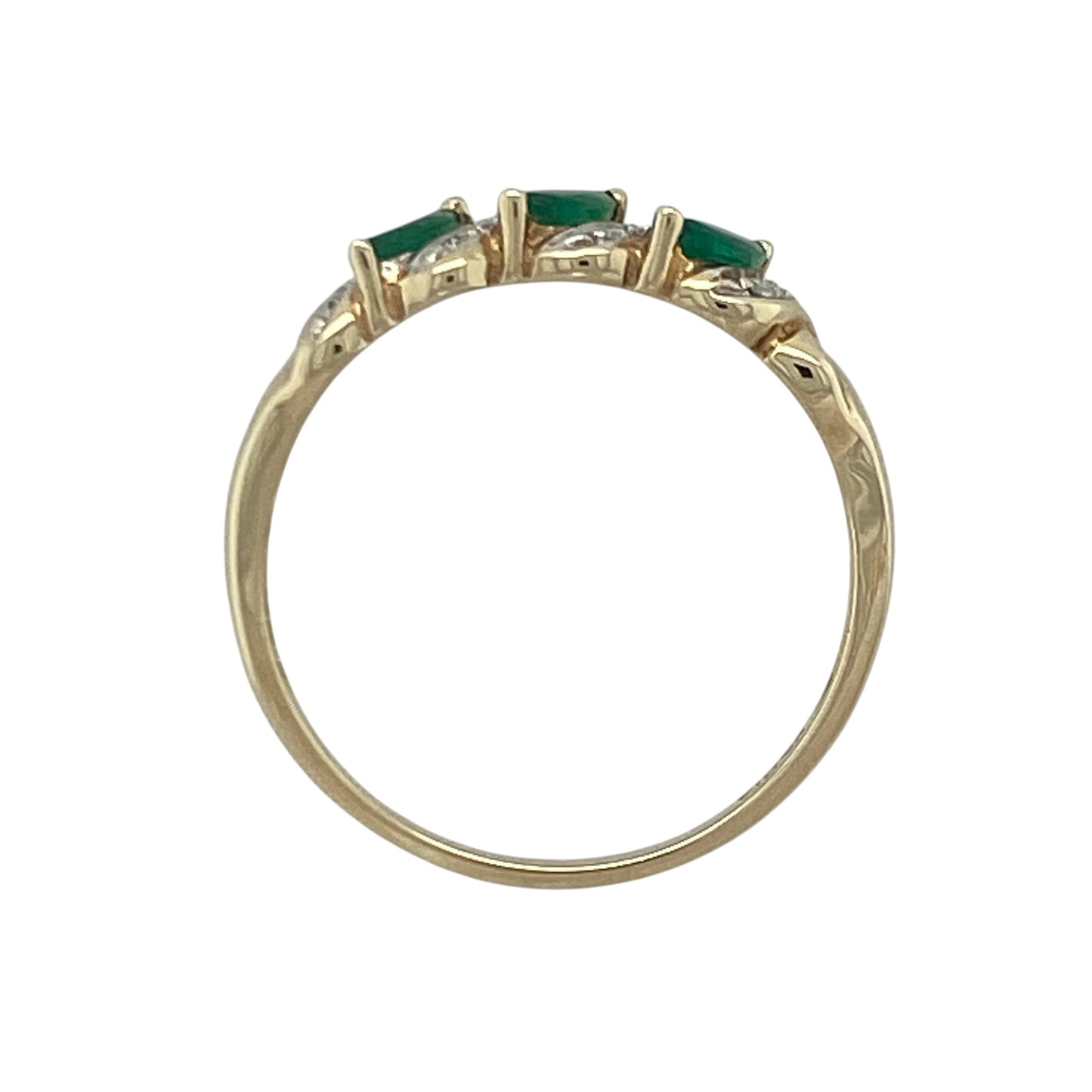 9ct Gold Diamond & Emerald Band Ring