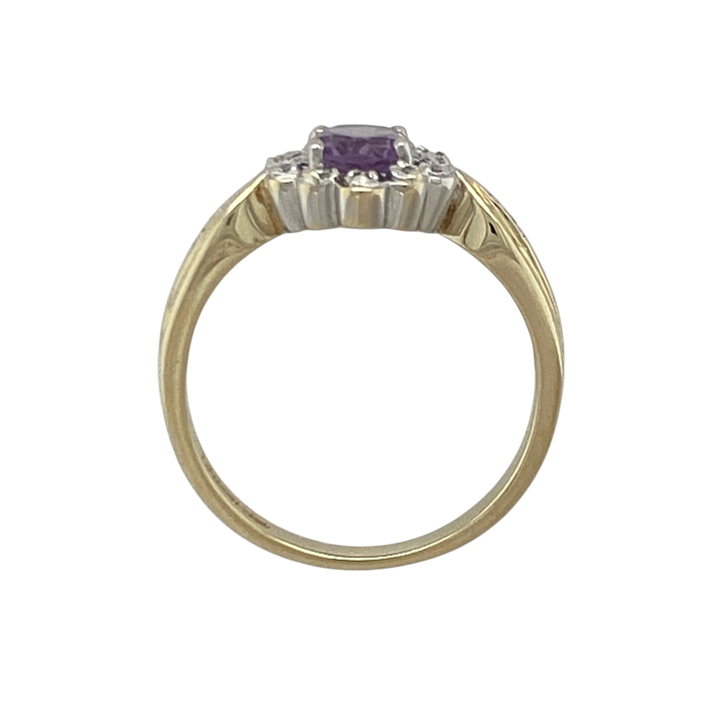 9ct Gold Diamond & Amethyst Cluster Ring