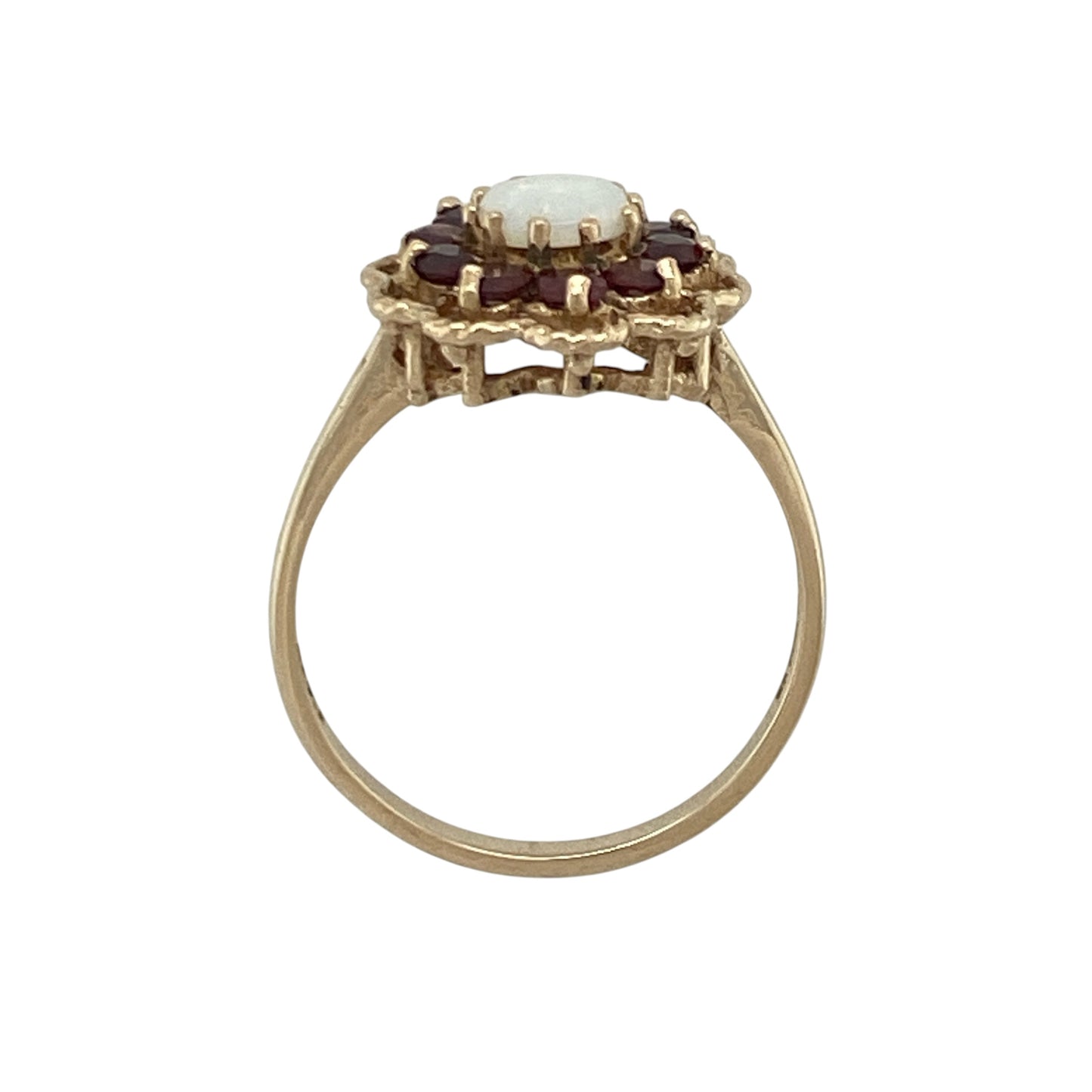 9ct Gold Garnet & Opalique Cluster Ring