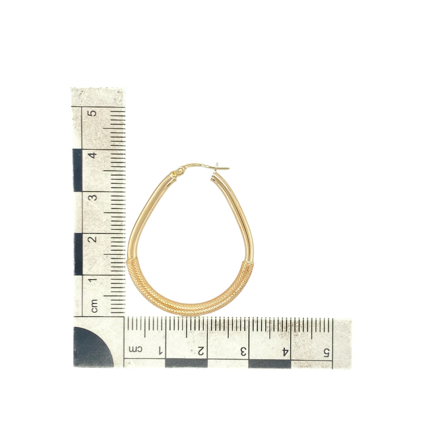 9ct Gold Textured Oval Creole Earrings