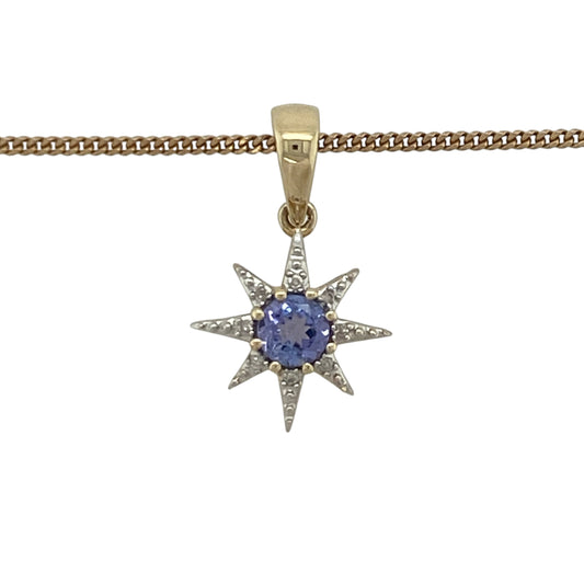 Add a touch of celestial beauty and vibrant colour to your jewellery collection with this pre-owned 9ct yellow gold diamond and tanzanite star pendant necklace, featuring an elegant gemstone design with timeless appeal—perfect for gifting, special occasions, or everyday wear.
Design: The necklace features a beautifully crafted star-shaped pendant measuring approximately 2.1cm long including the bail.