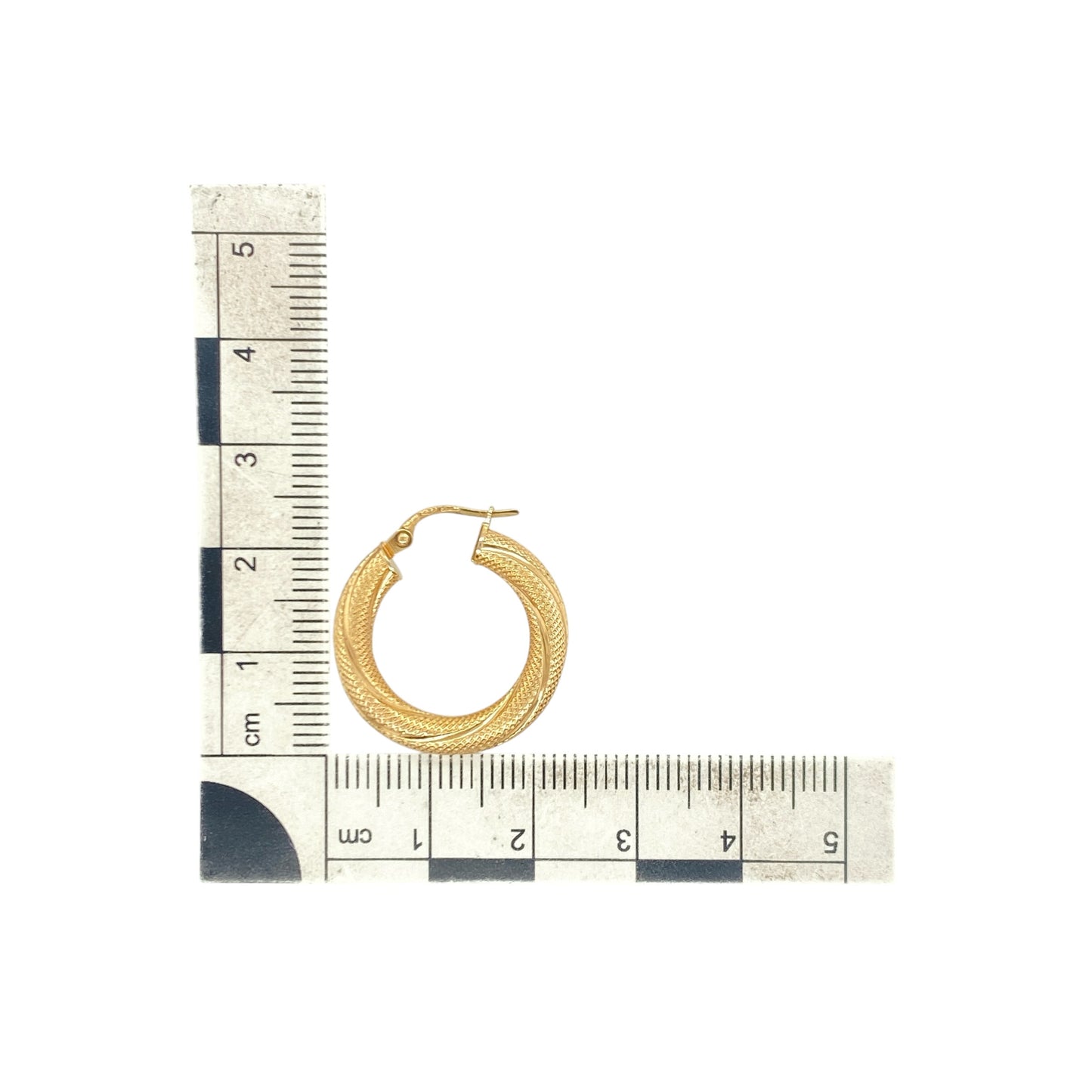 9ct Gold Textured Twisted Hoop Creole Earrings