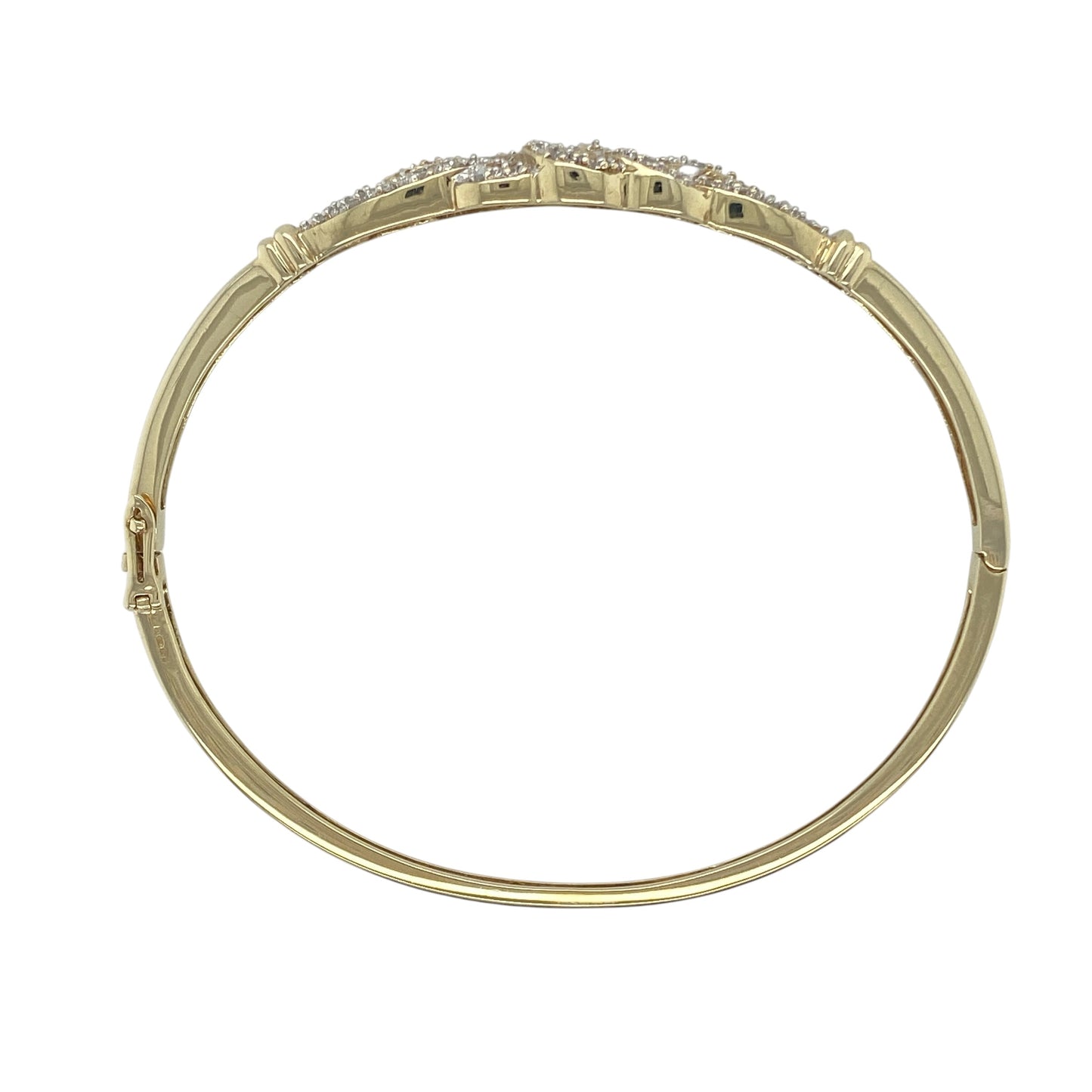 9ct Gold & Diamond Set Celtic Knot Hinged Bangle
