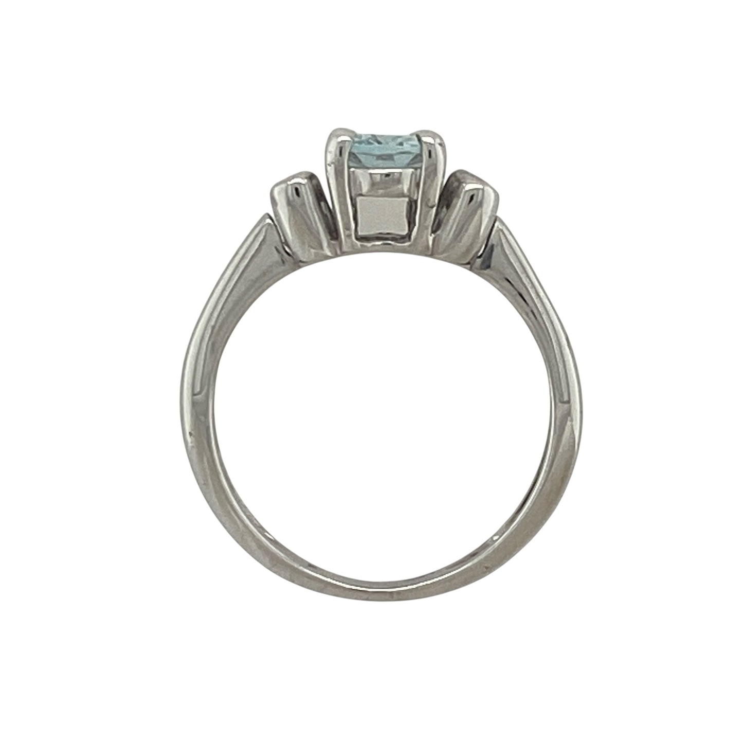 18ct White Gold Diamond & Aqua Ring