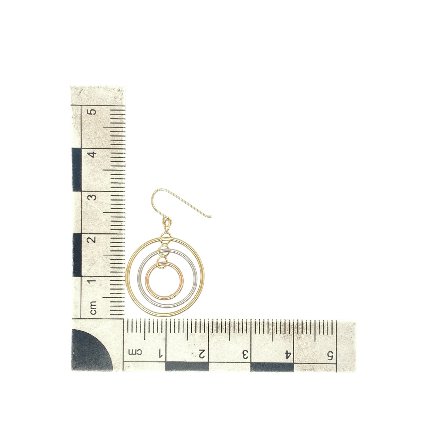 14ct Gold Three Circle Drop Earrings