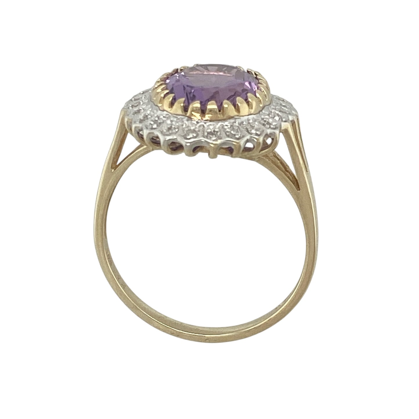 9ct Gold Diamond & Amethyst Cluster Ring