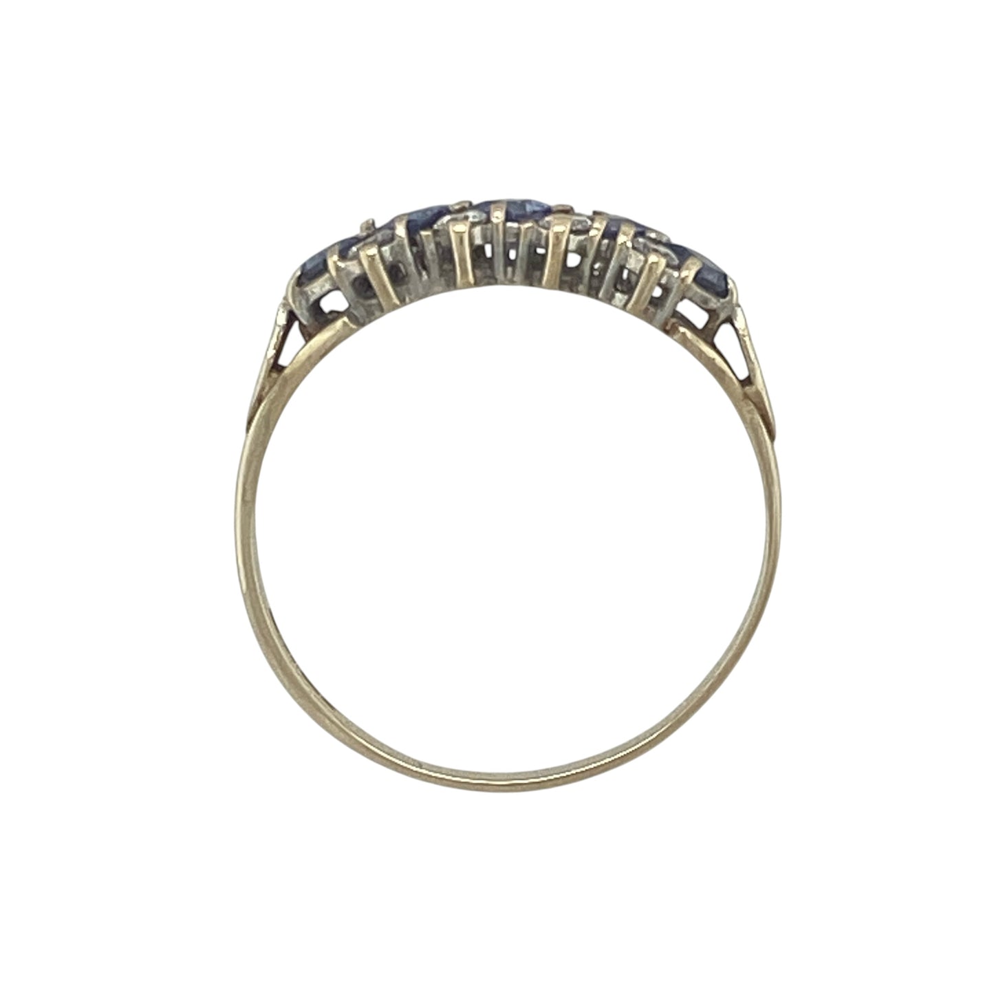 9ct Gold Tanzanite & Cubic Zirconia Cluster Band Ring