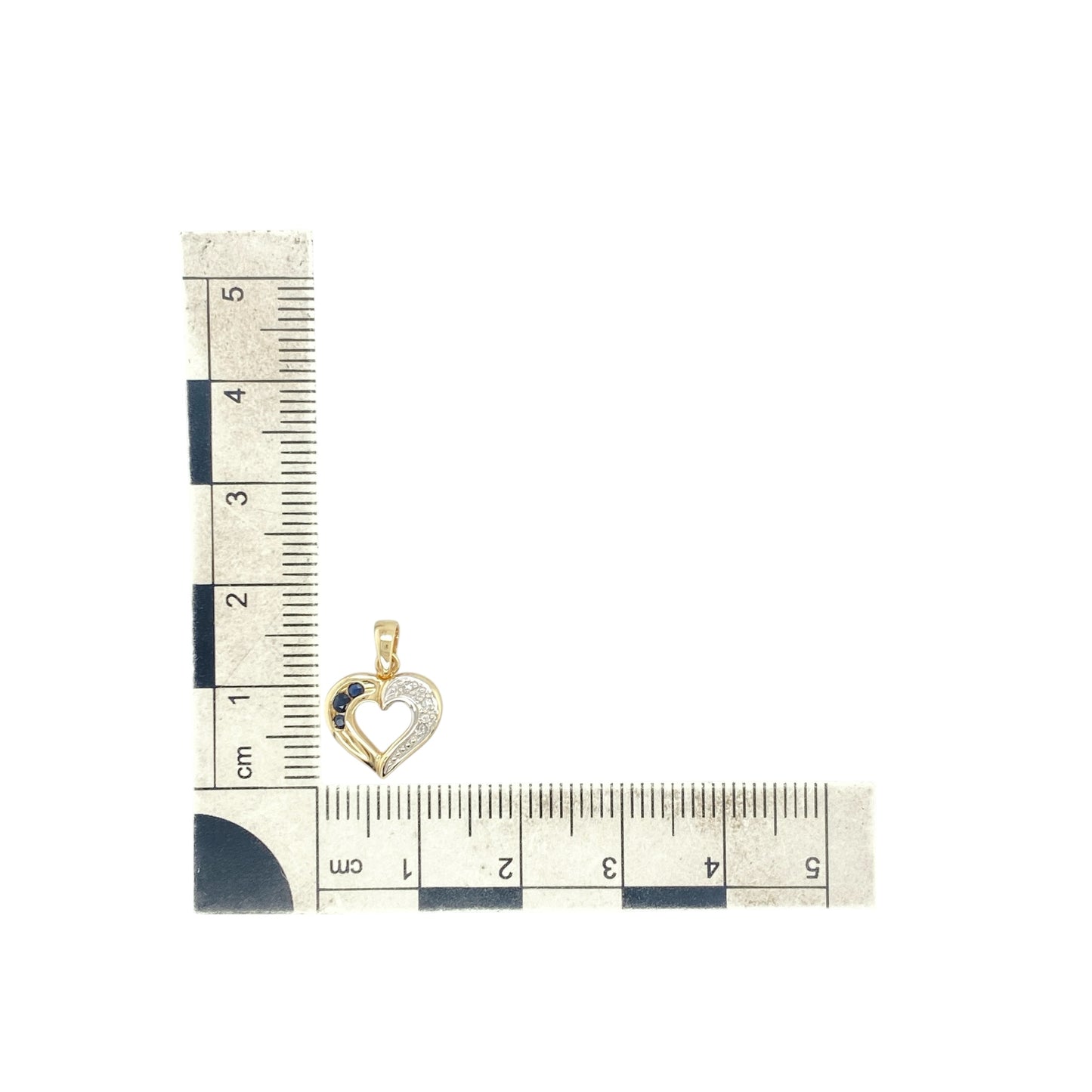 9ct Gold Diamond & Sapphire Open Heart Pendant