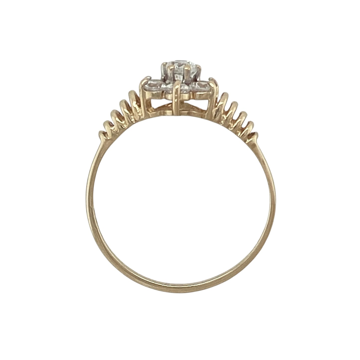 9ct Gold & Cubic Zirconia Flower Cluster Ring