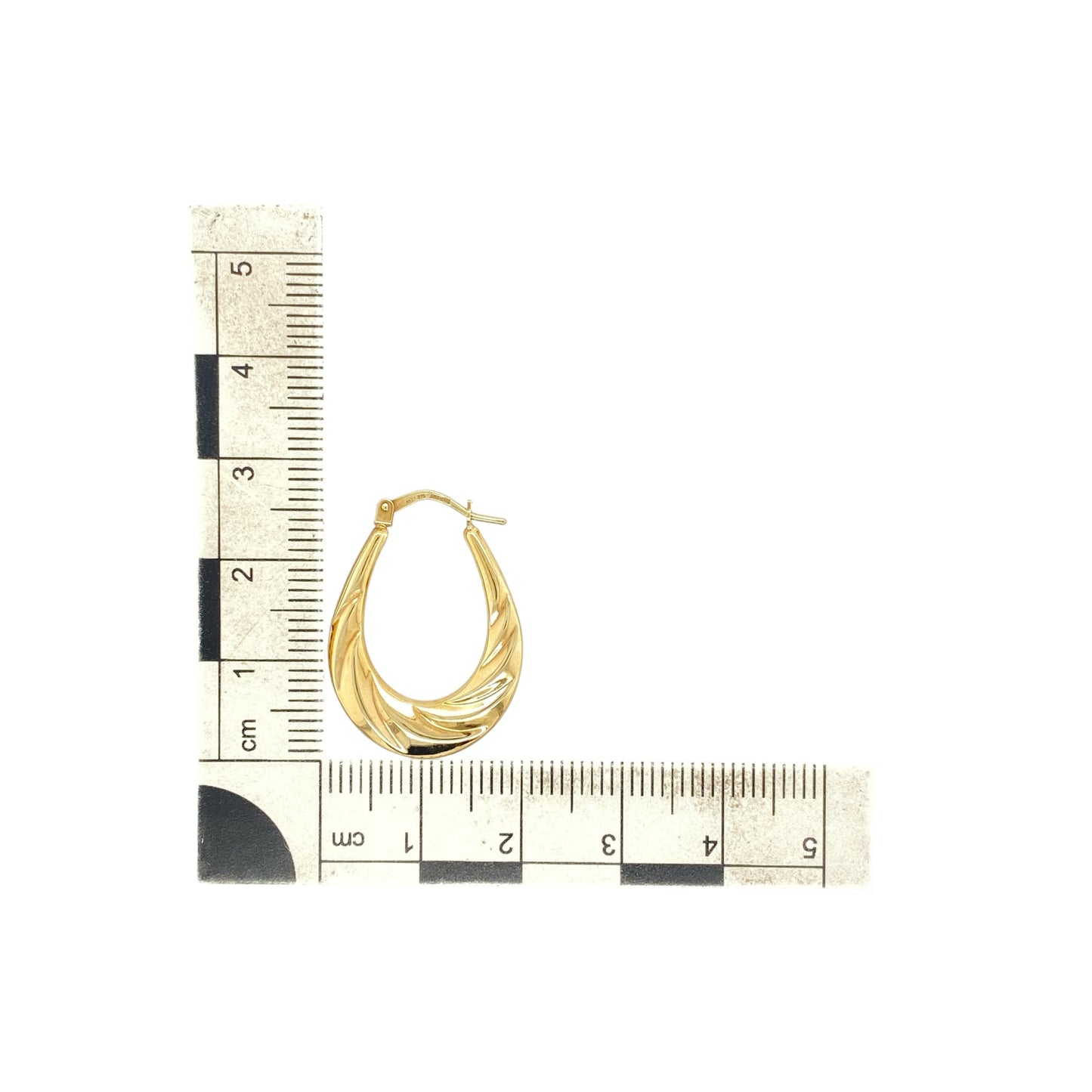 9ct Gold Twisted Oval Creole Earrings