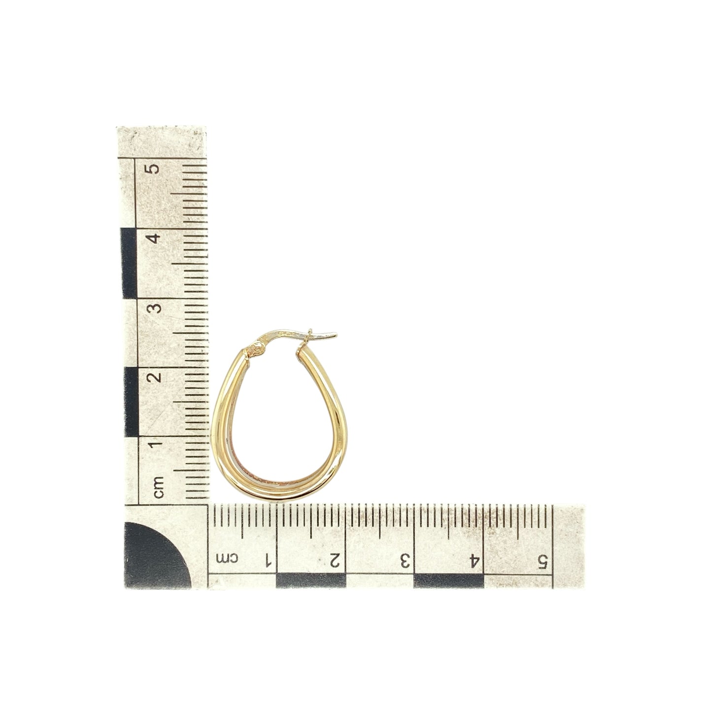 9ct Gold Three Strand Wave Creole Earrings