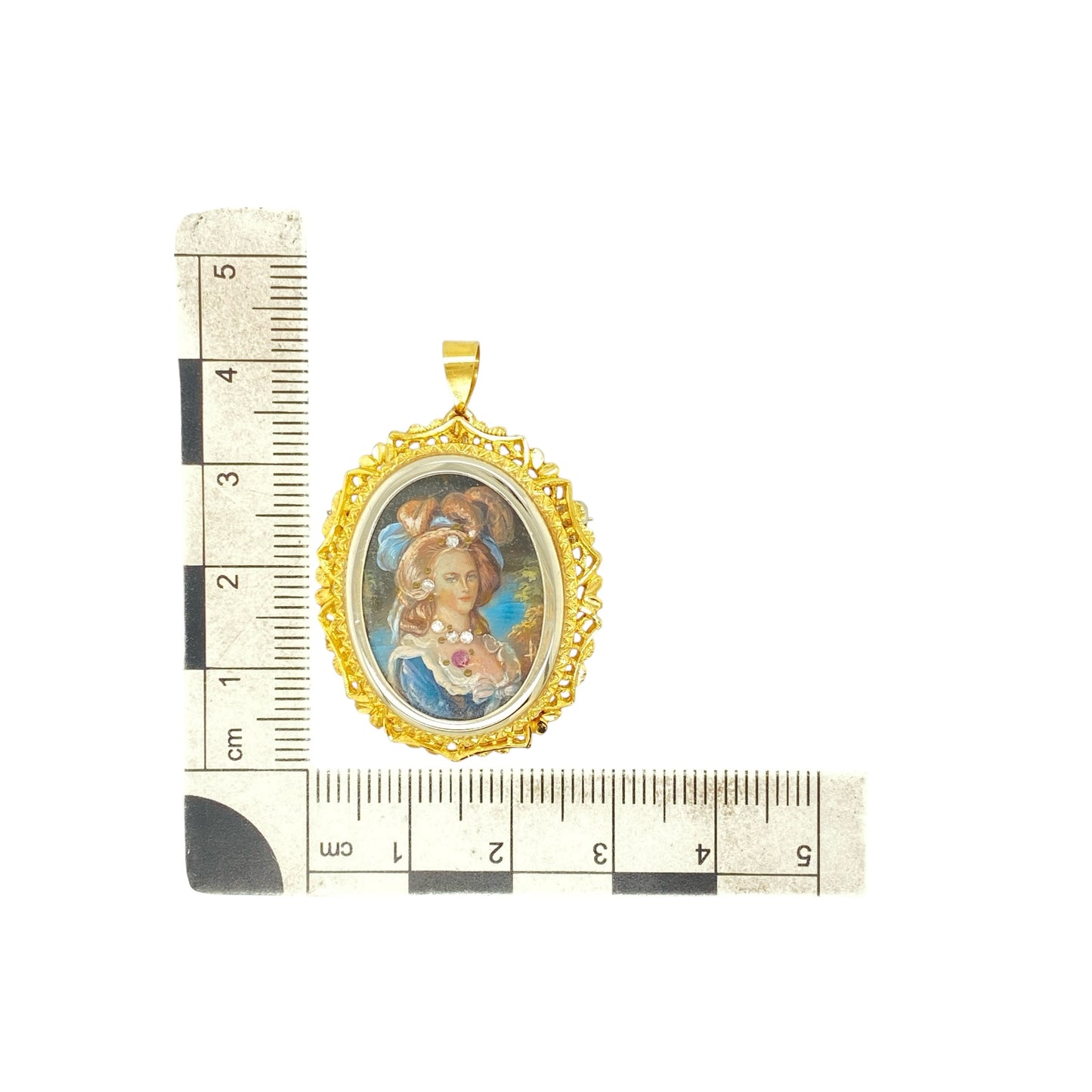 18ct Gold Vintage Nouveau Portrait Marie Antoinette Brooch/Pendant