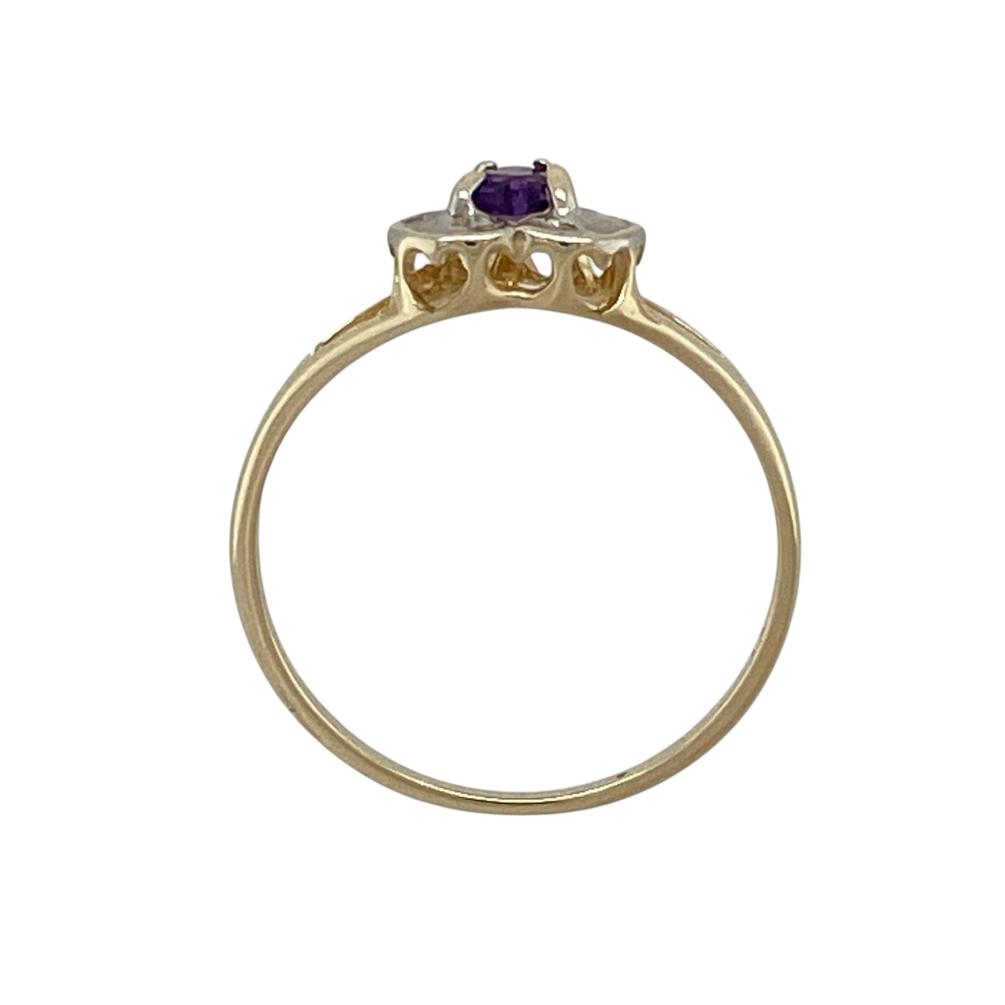 9ct Gold Diamond & Amethyst Heart Ring