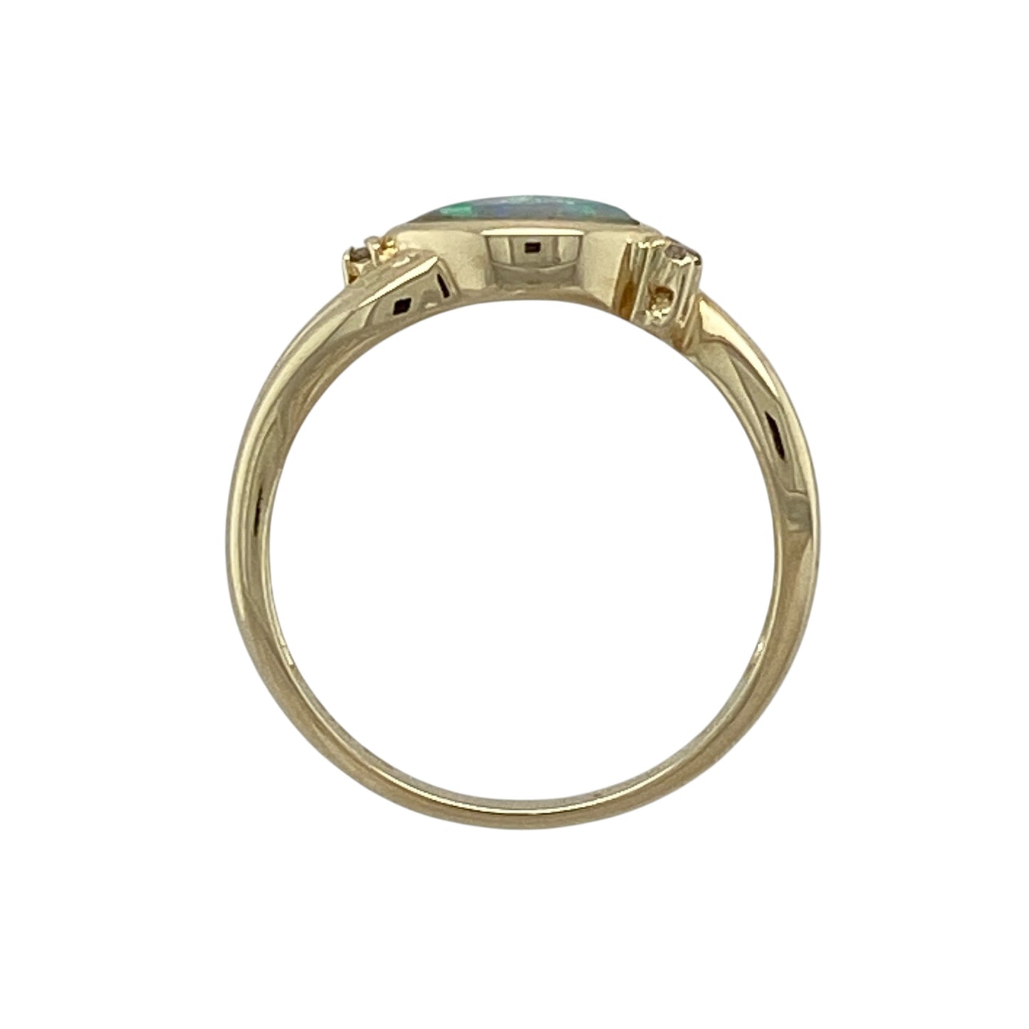 9ct Gold Diamond & Opalique Ring