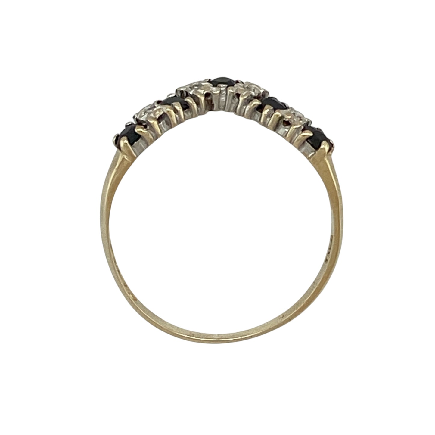 9ct Gold Diamond & Sapphire Wishbone Ring