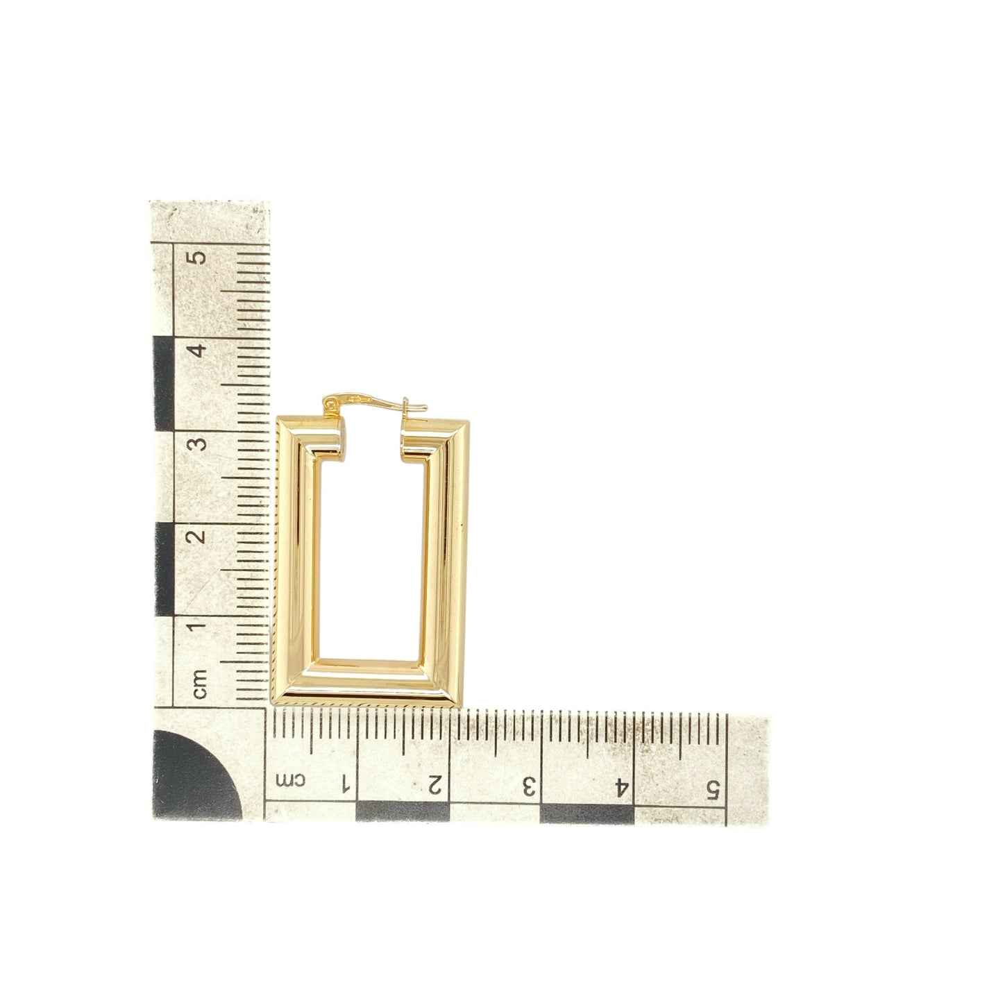 9ct Gold Rectangle Creole Earrings