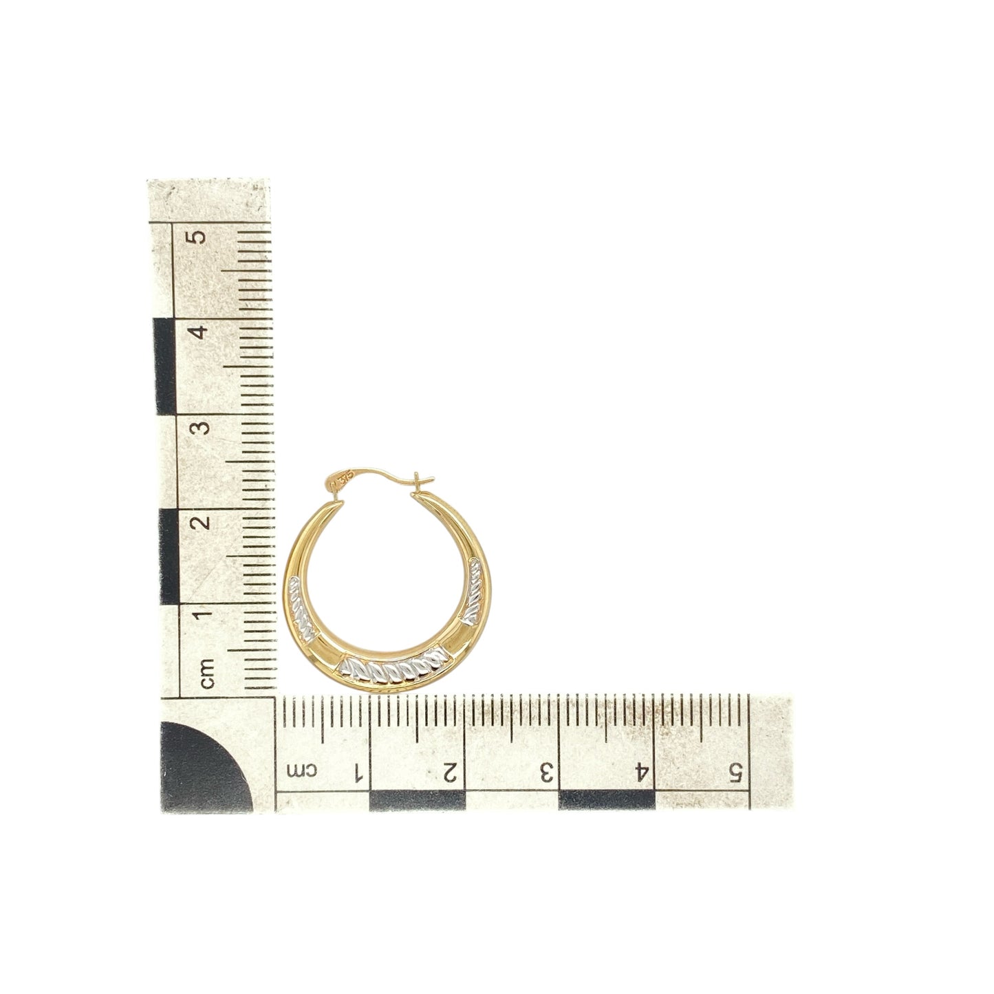 9ct Gold Patterned Hoop Creole Earrings
